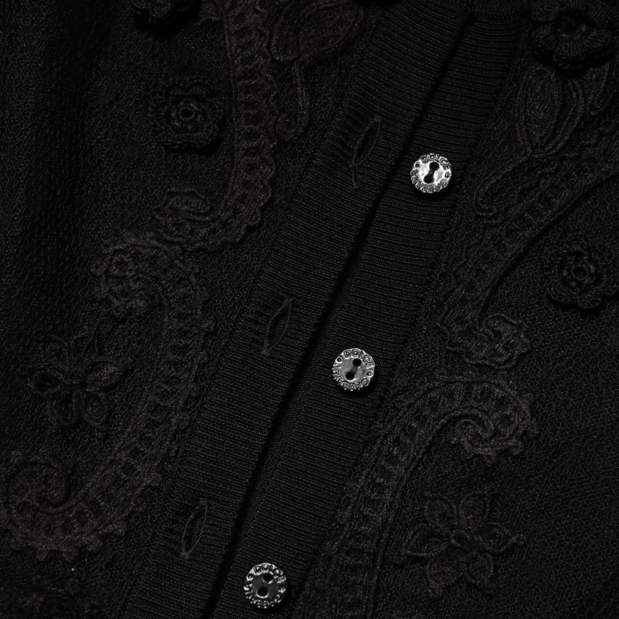 Dolce & Gabbana Black Sheer Button Down Cardigan Sweater
