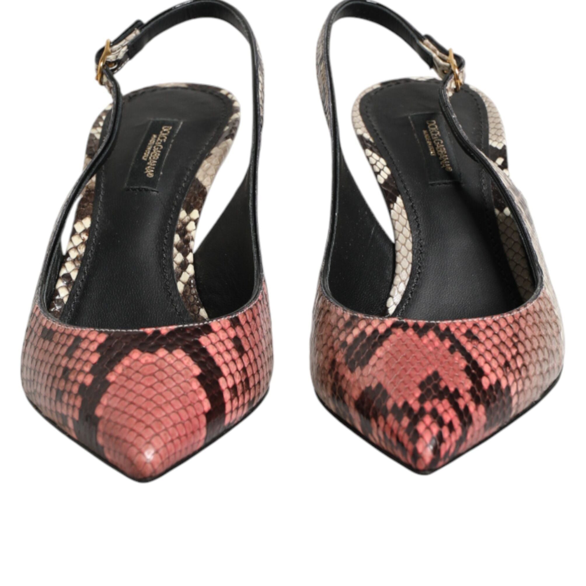 Dolce & Gabbana Multicolor Leather Heels Slingback Shoes