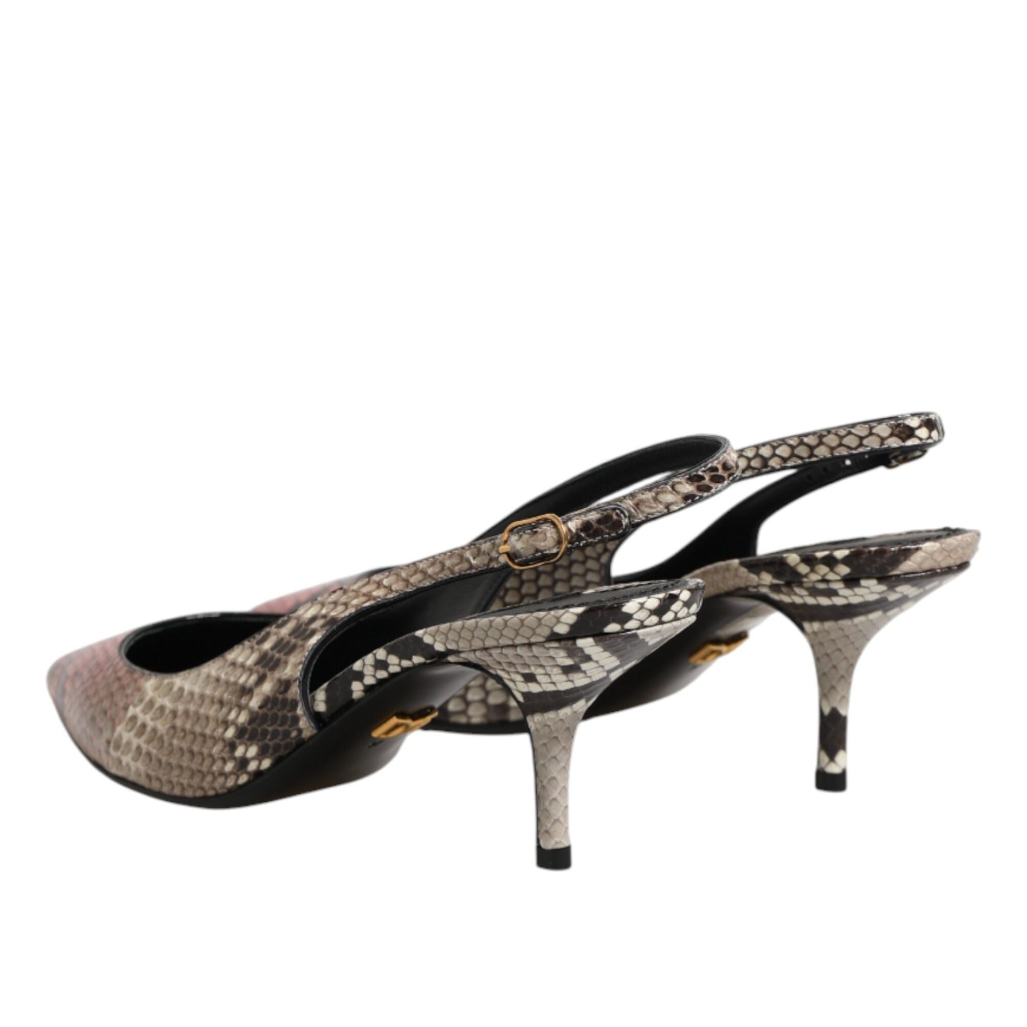 Dolce & Gabbana Multicolor Leather Heels Slingback Shoes