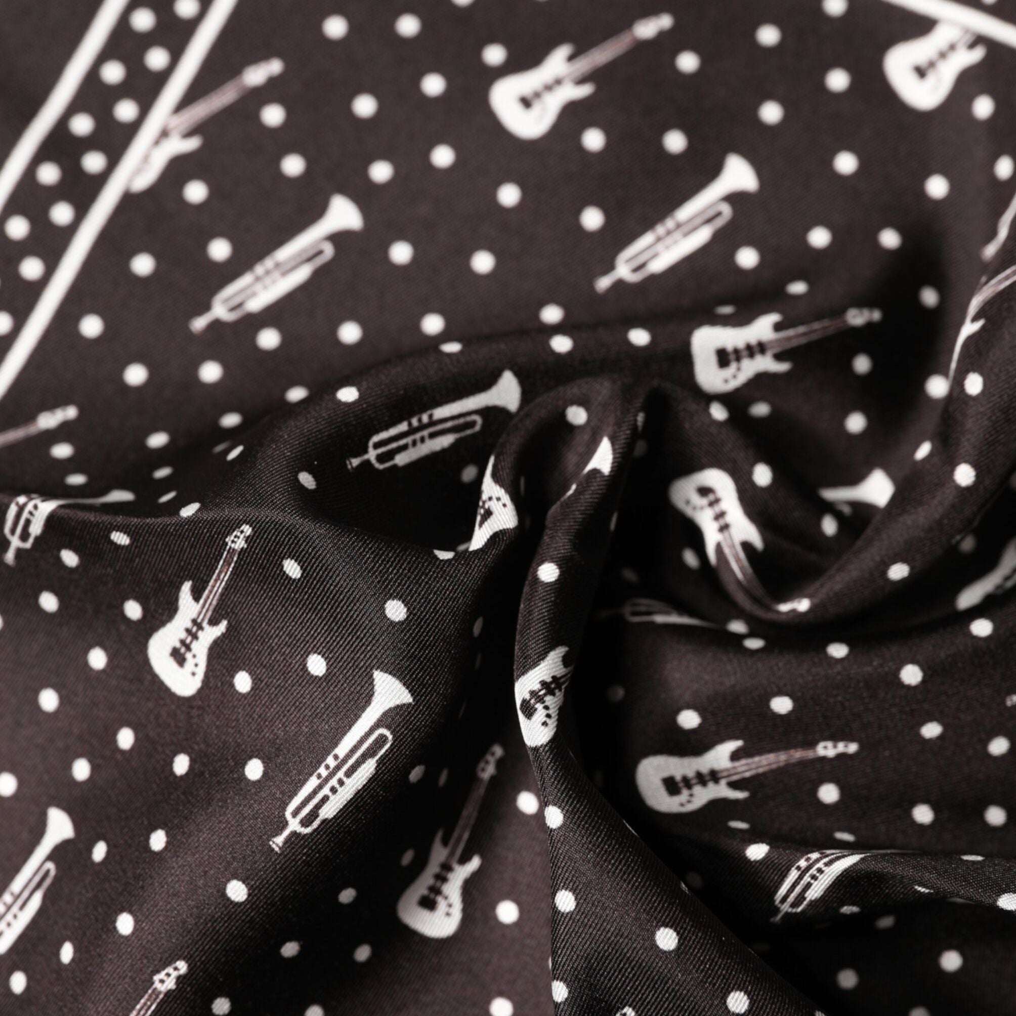 Dolce & Gabbana Black Guitar Trumpet Men Handkerchief Scarf