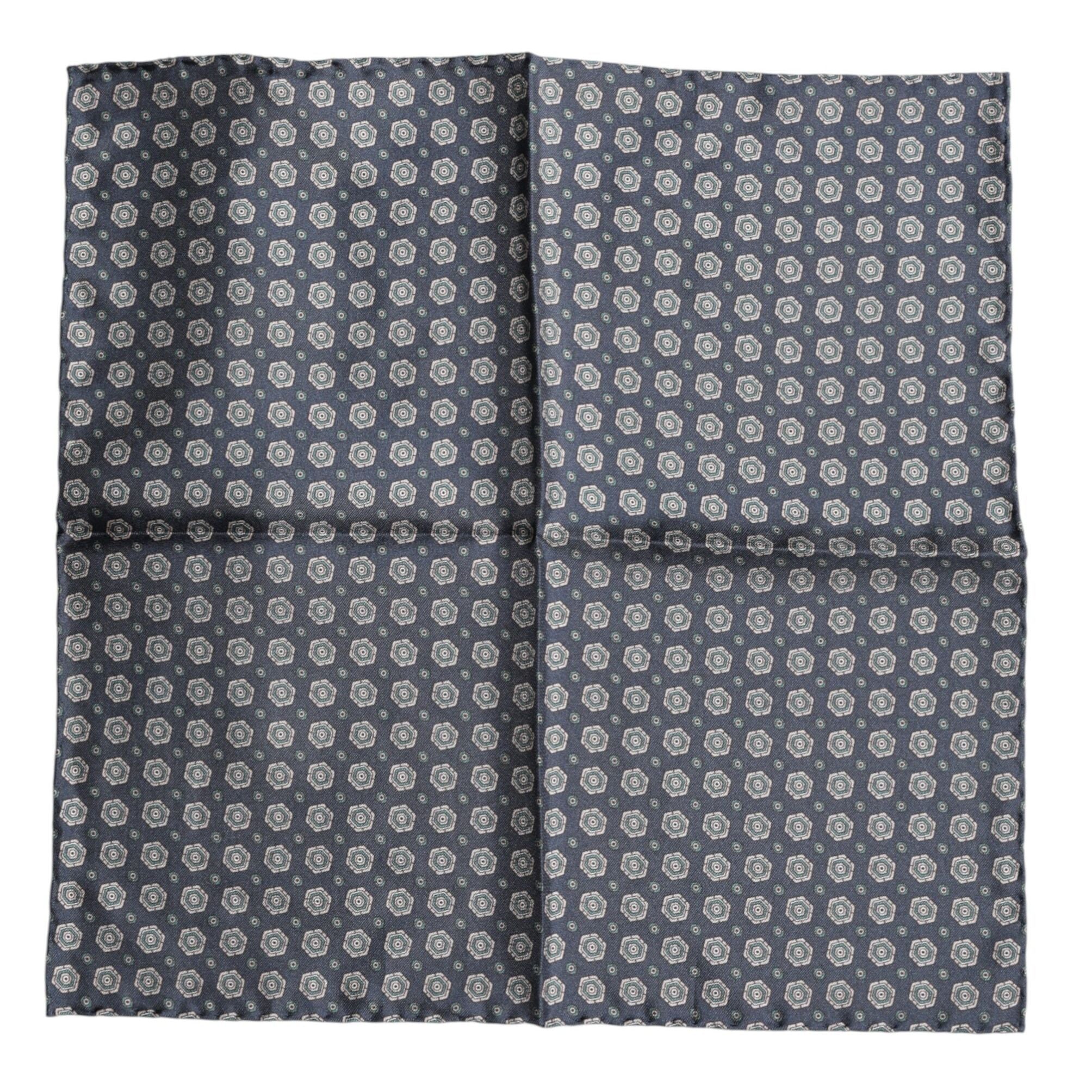 Dolce & Gabbana Blue Patterned Silk Square Handkerchief Scarf