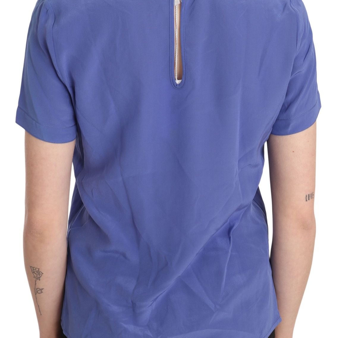 Patrizia Pepe Silk Purple Short Sleeve Casual Top Blouse