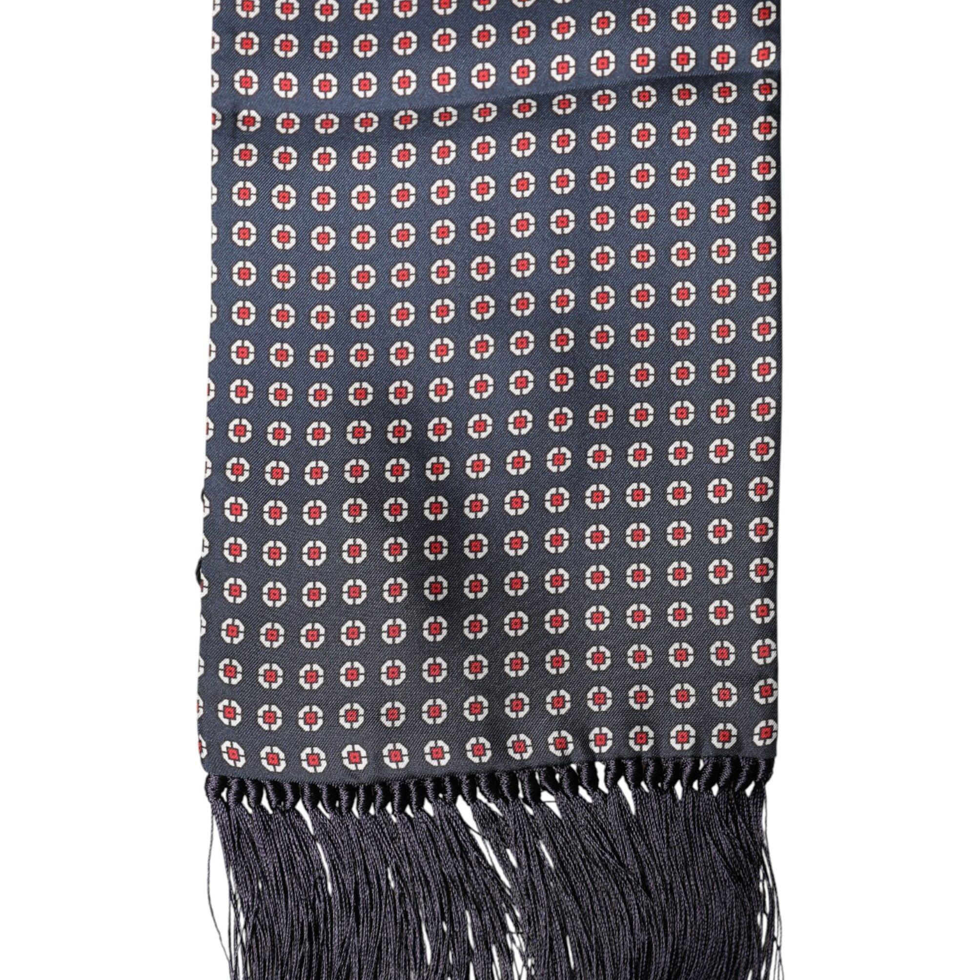 Dolce & Gabbana Black Patterned Fringes Neck Foulard Scarf