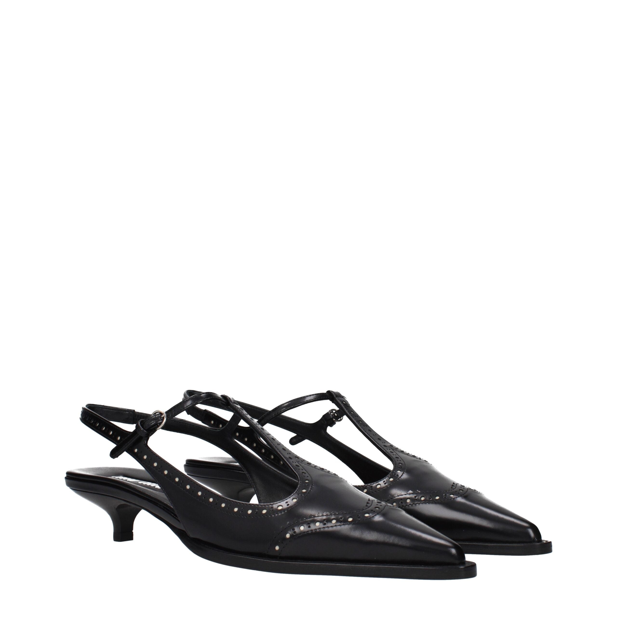 Miu Miu Black Leather Mid Heel Pumps