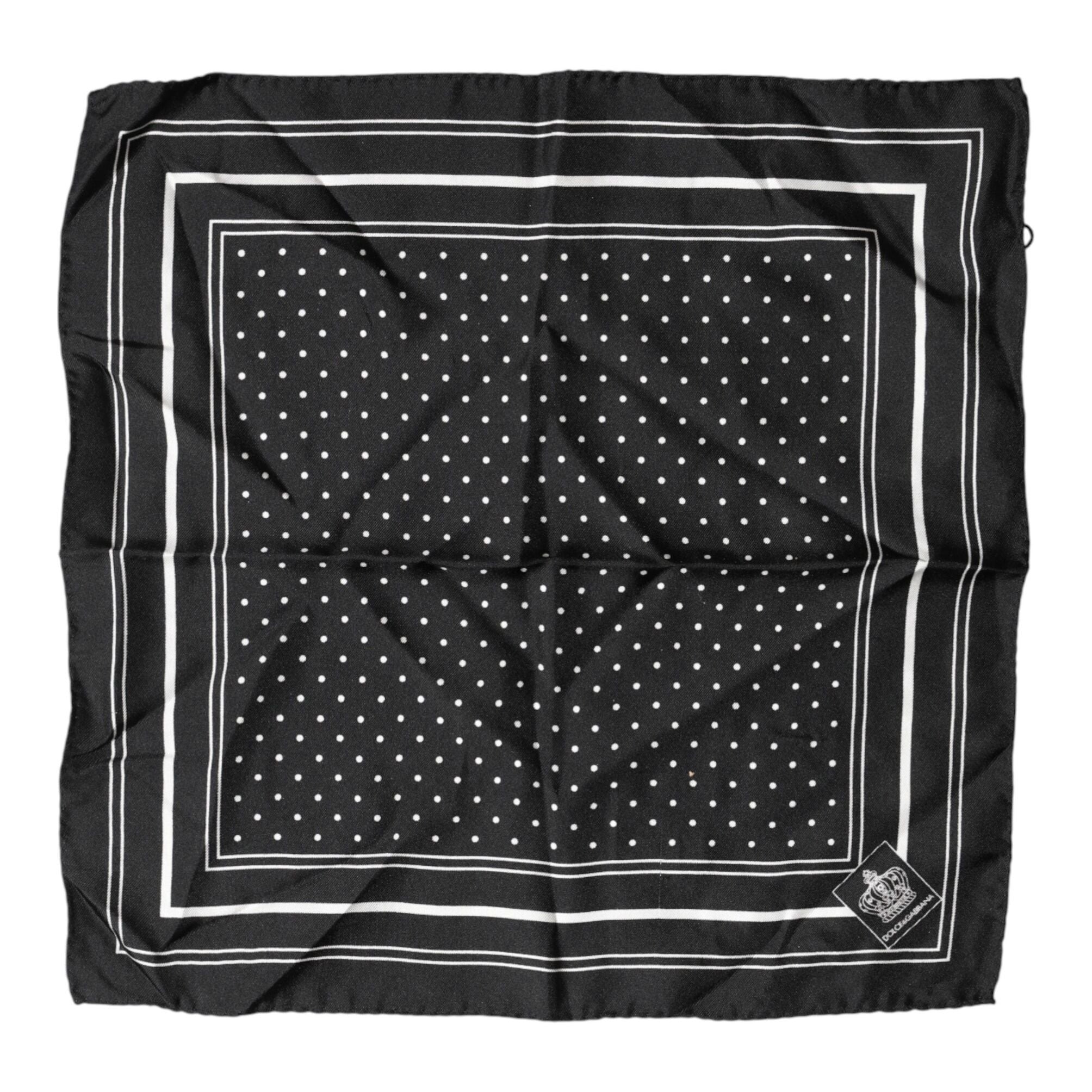 Dolce & Gabbana Scarf Black Poka Dot Men Square Handkerchief