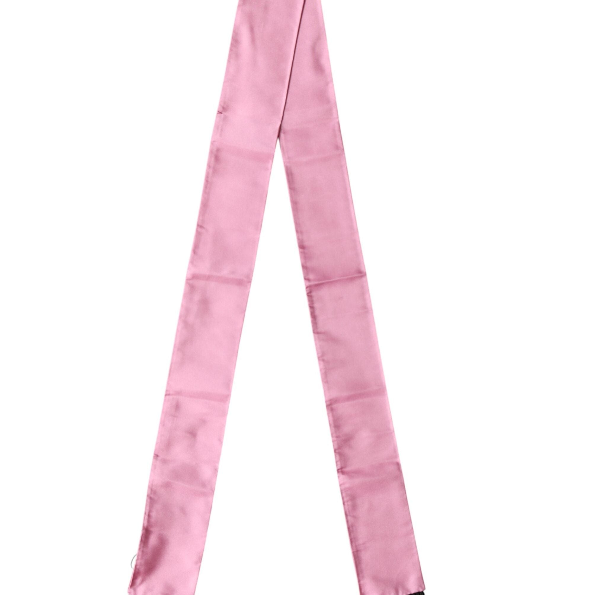 Dolce & Gabbana Pink Silk Fringes Neck Wrap Foulard Scarf