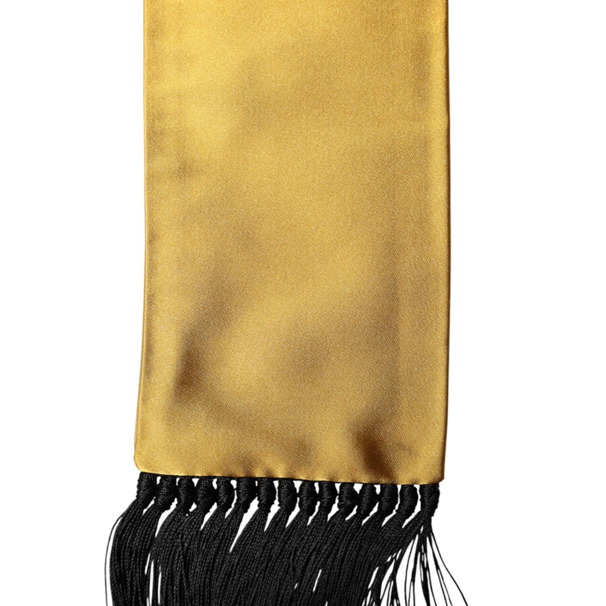 Dolce & Gabbana Yellow Silk Fringes Neck Wrap Foulard Scarf