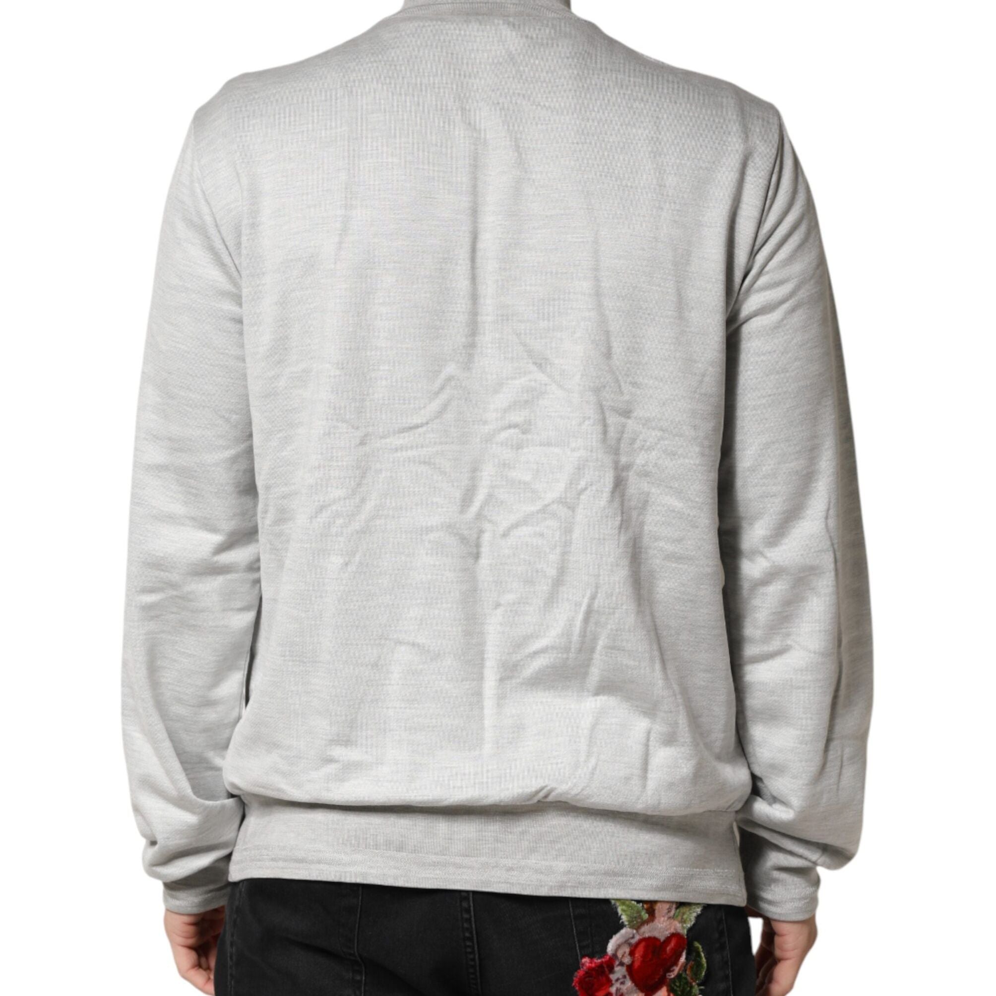 Dolce & Gabbana Light Gray Cotton Zipped Cardigan Sweater
