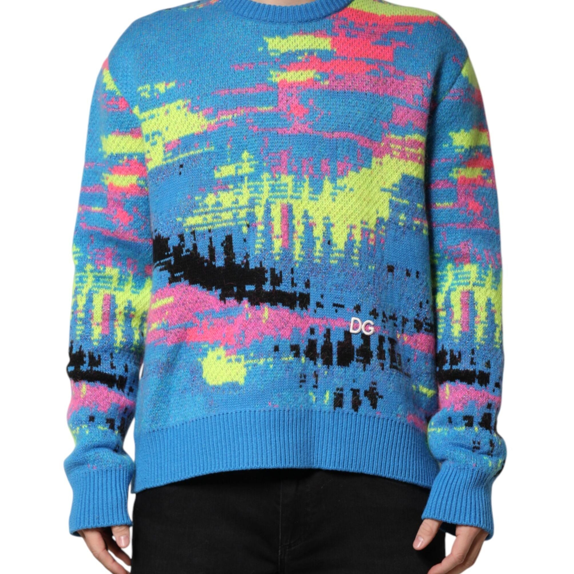 Dolce & Gabbana Multicolor Men Crew Neck Pullover Sweater