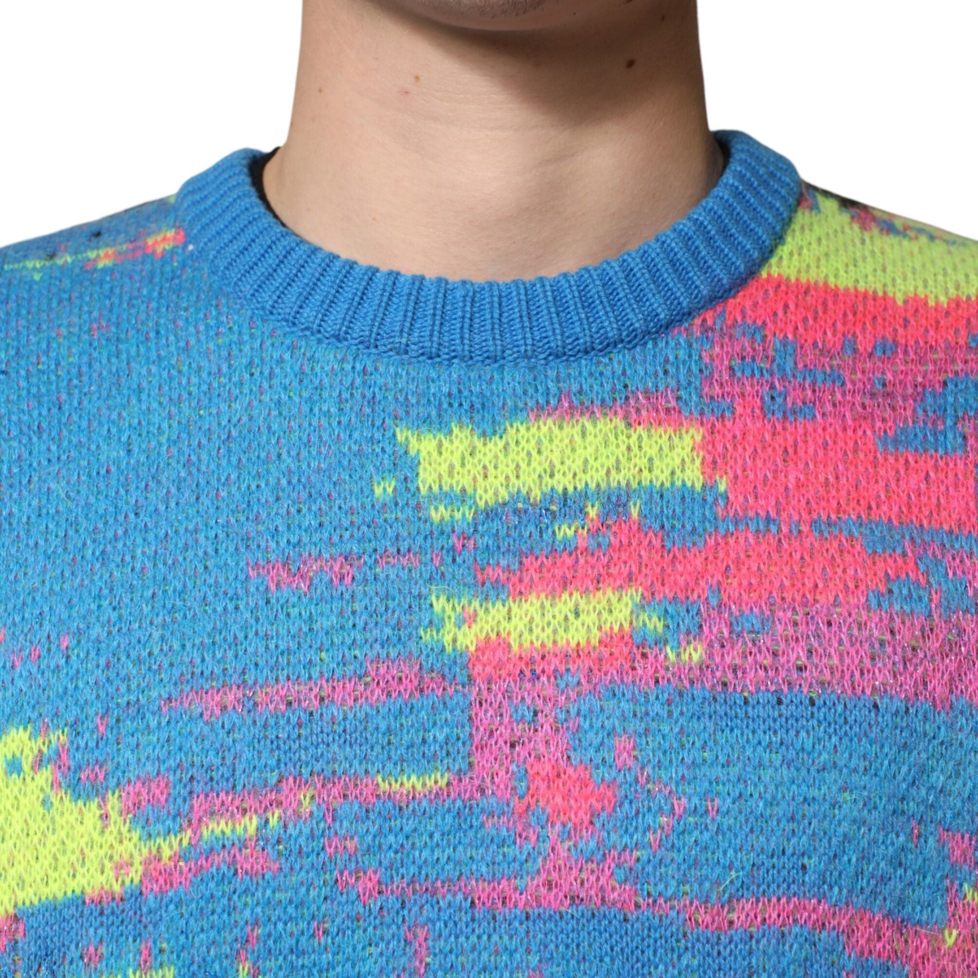 Dolce & Gabbana Multicolor Men Crew Neck Pullover Sweater