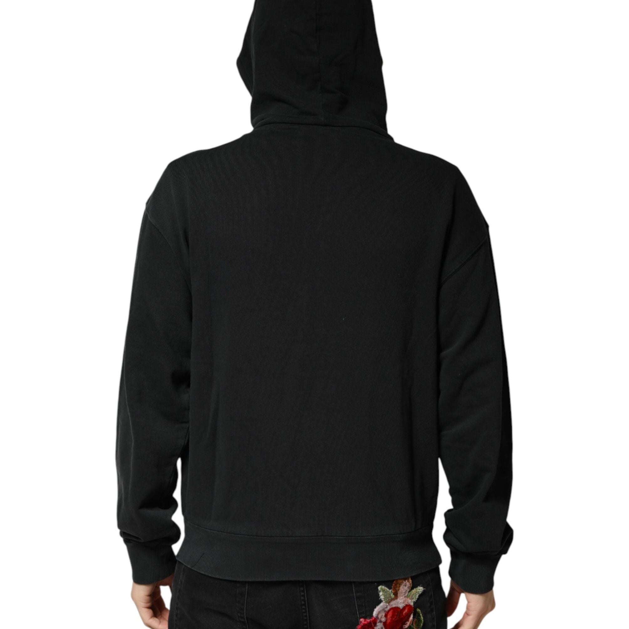 Dolce & Gabbana Black Full Zip Hooded Men Sweatshirt Sweater