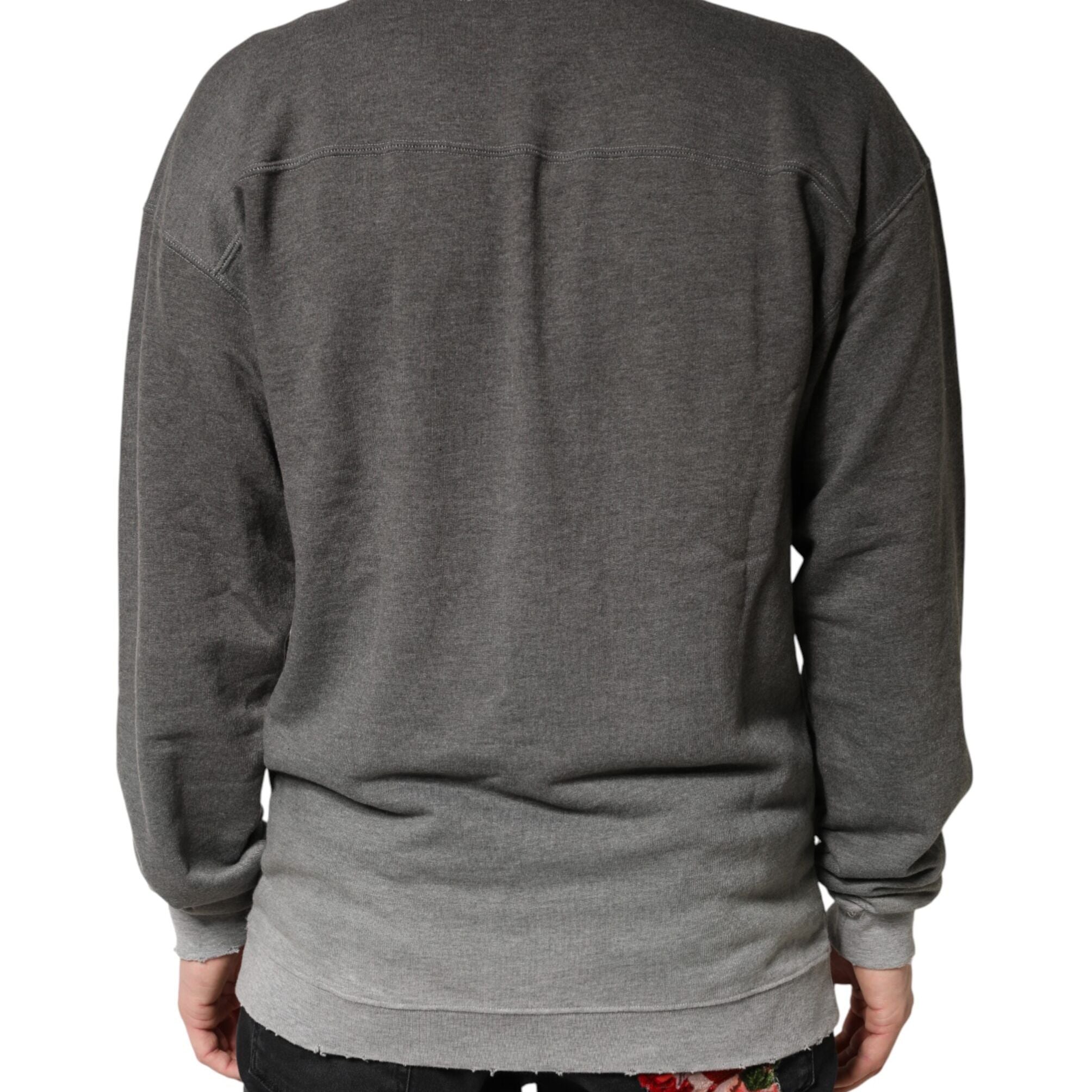 Dolce & Gabbana Gray Cotton Crew Neck Men Sweatshirt Sweater