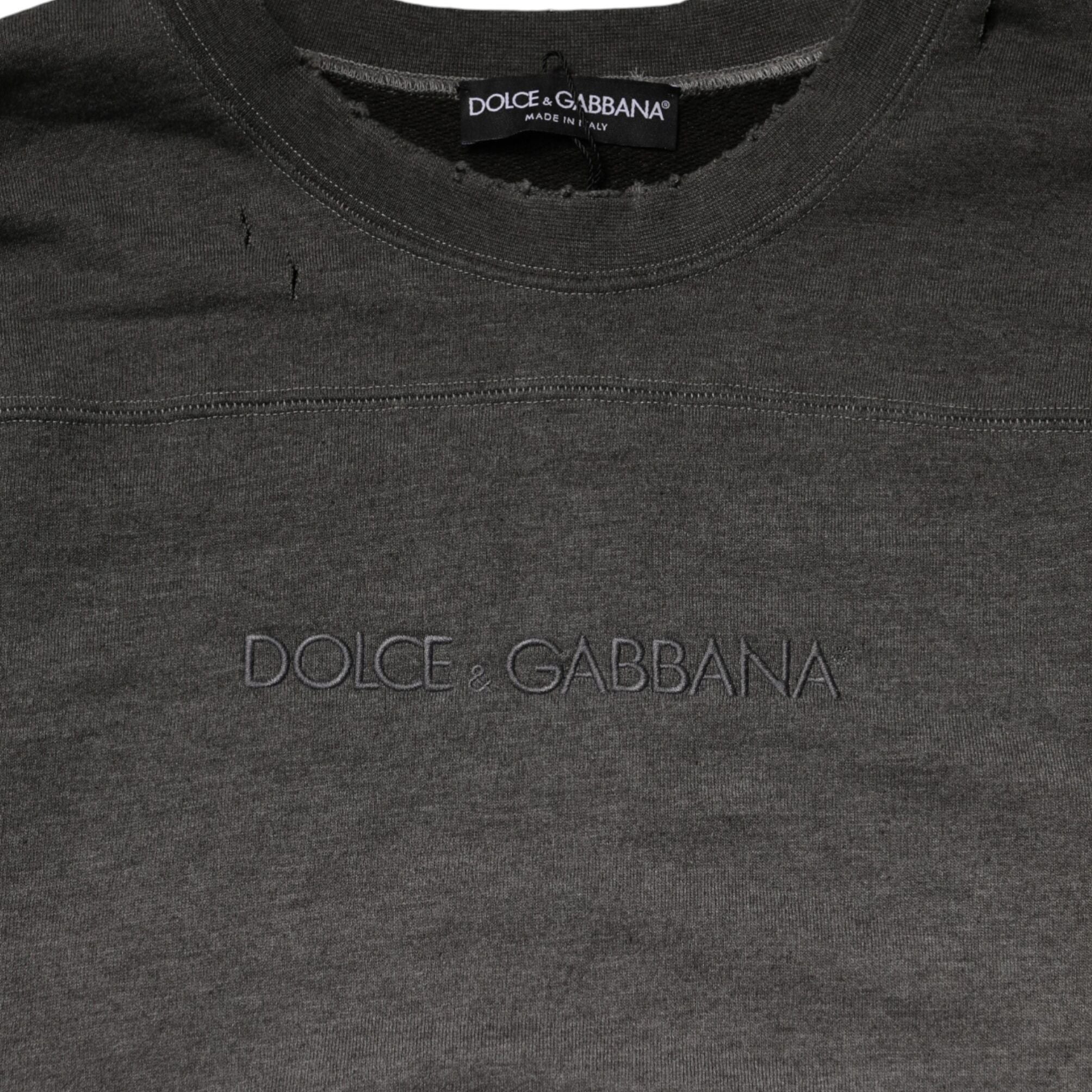 Dolce & Gabbana Gray Cotton Crew Neck Men Sweatshirt Sweater