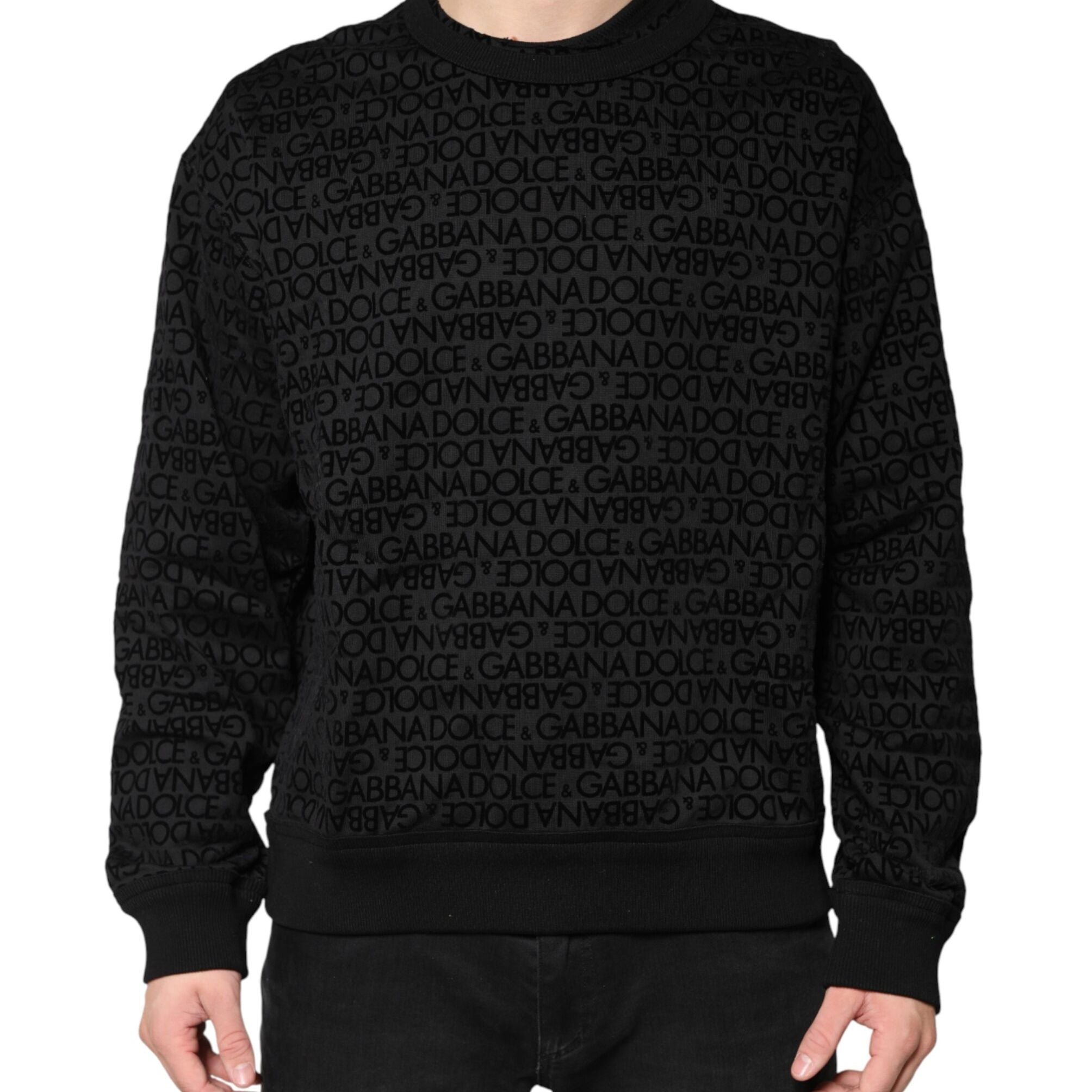 Dolce & Gabbana Black Monogram Crew Neck Sweatshirt Sweater