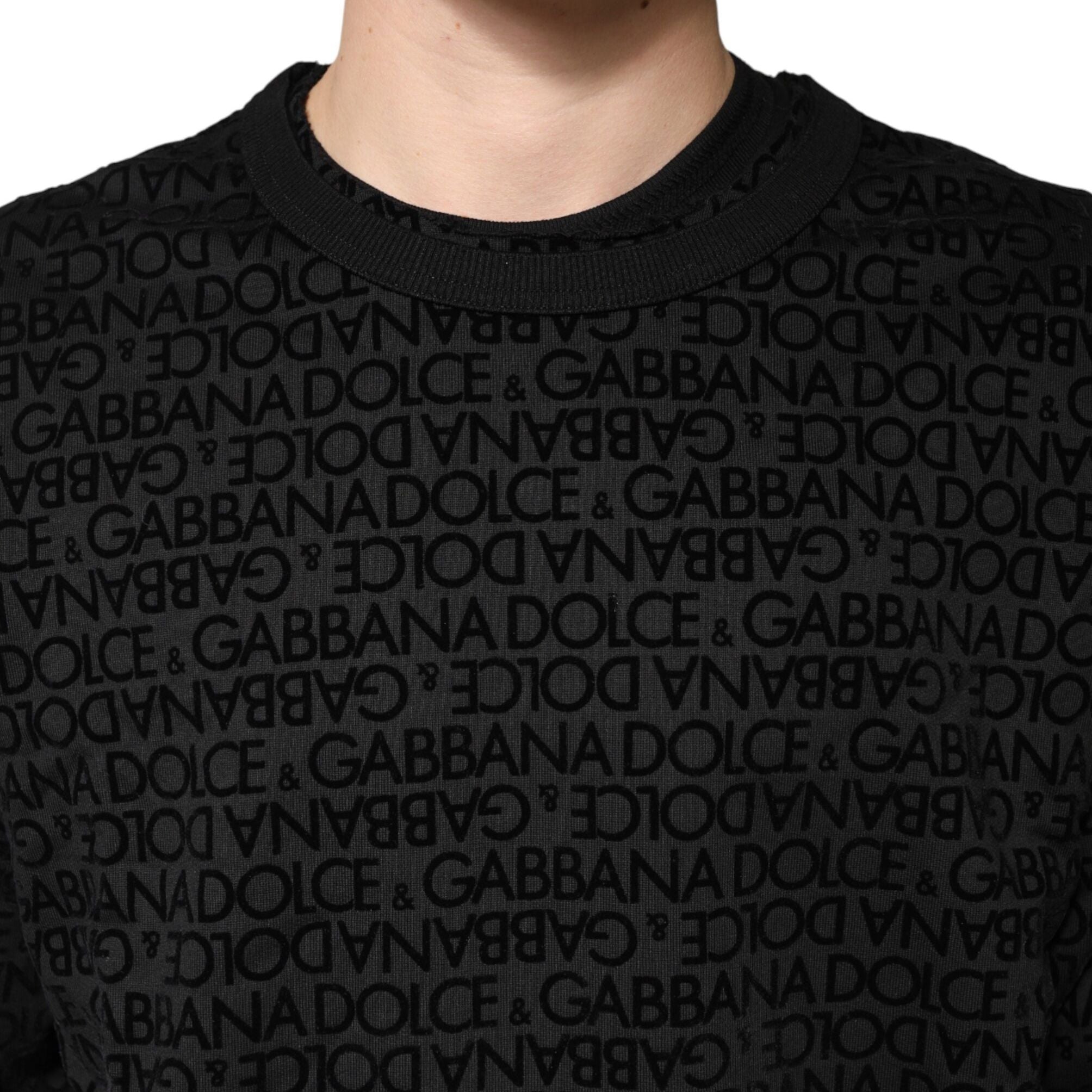 Dolce & Gabbana Black Monogram Crew Neck Sweatshirt Sweater