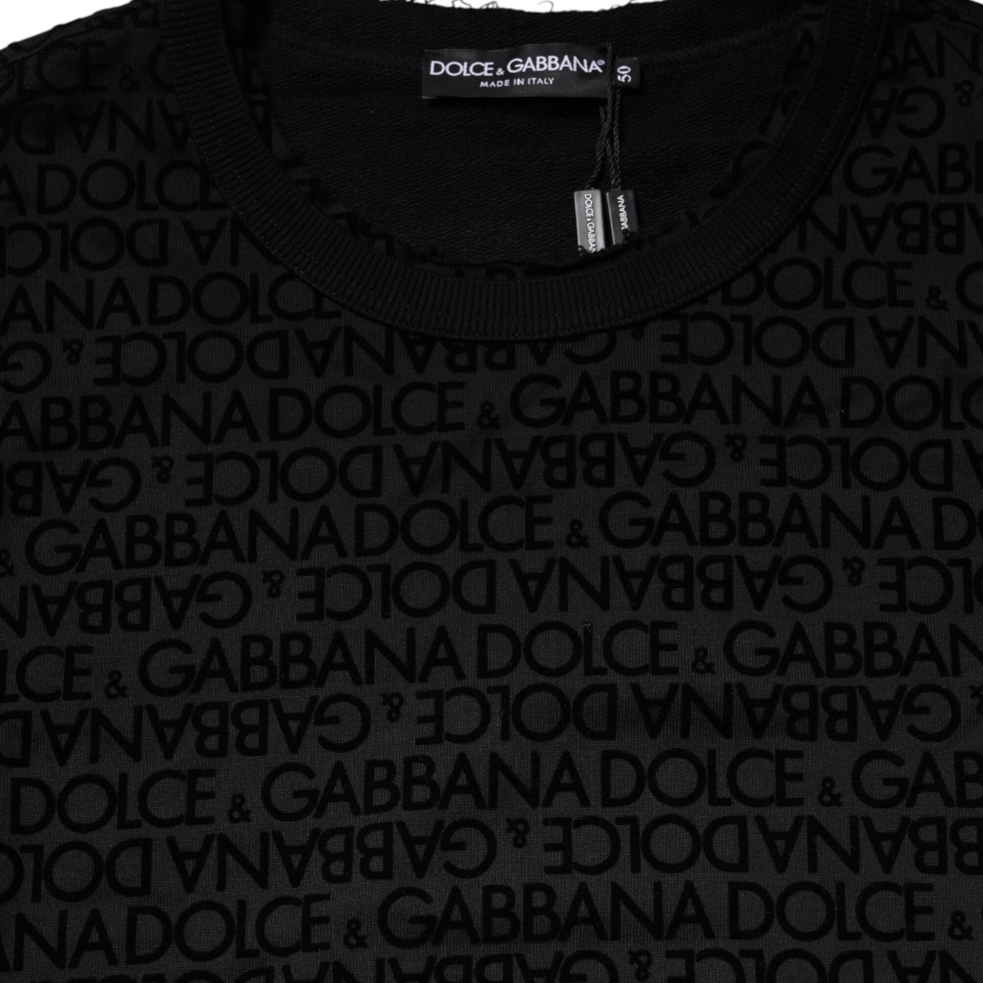 Dolce & Gabbana Black Monogram Crew Neck Sweatshirt Sweater