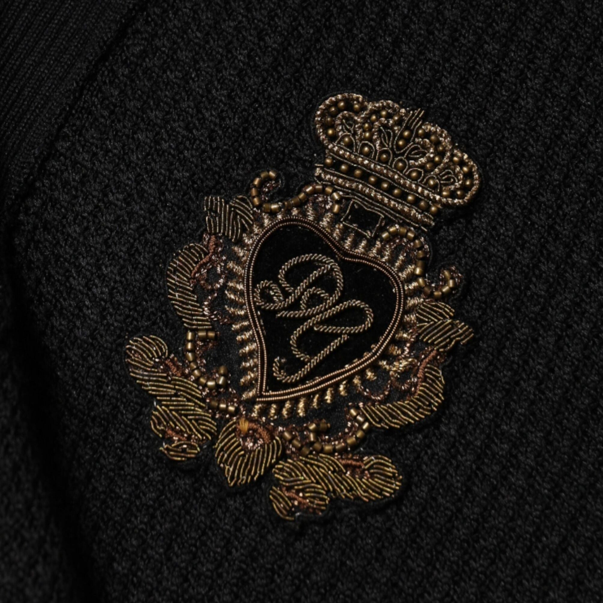 Dolce & Gabbana Black Crest Long Sleeve Men Pullover Sweater