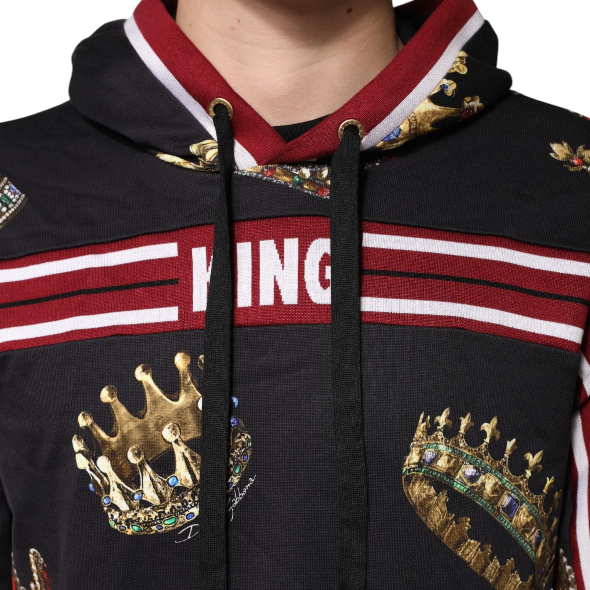 Dolce & Gabbana Black King Crown Hooded Sweatshirt Sweater