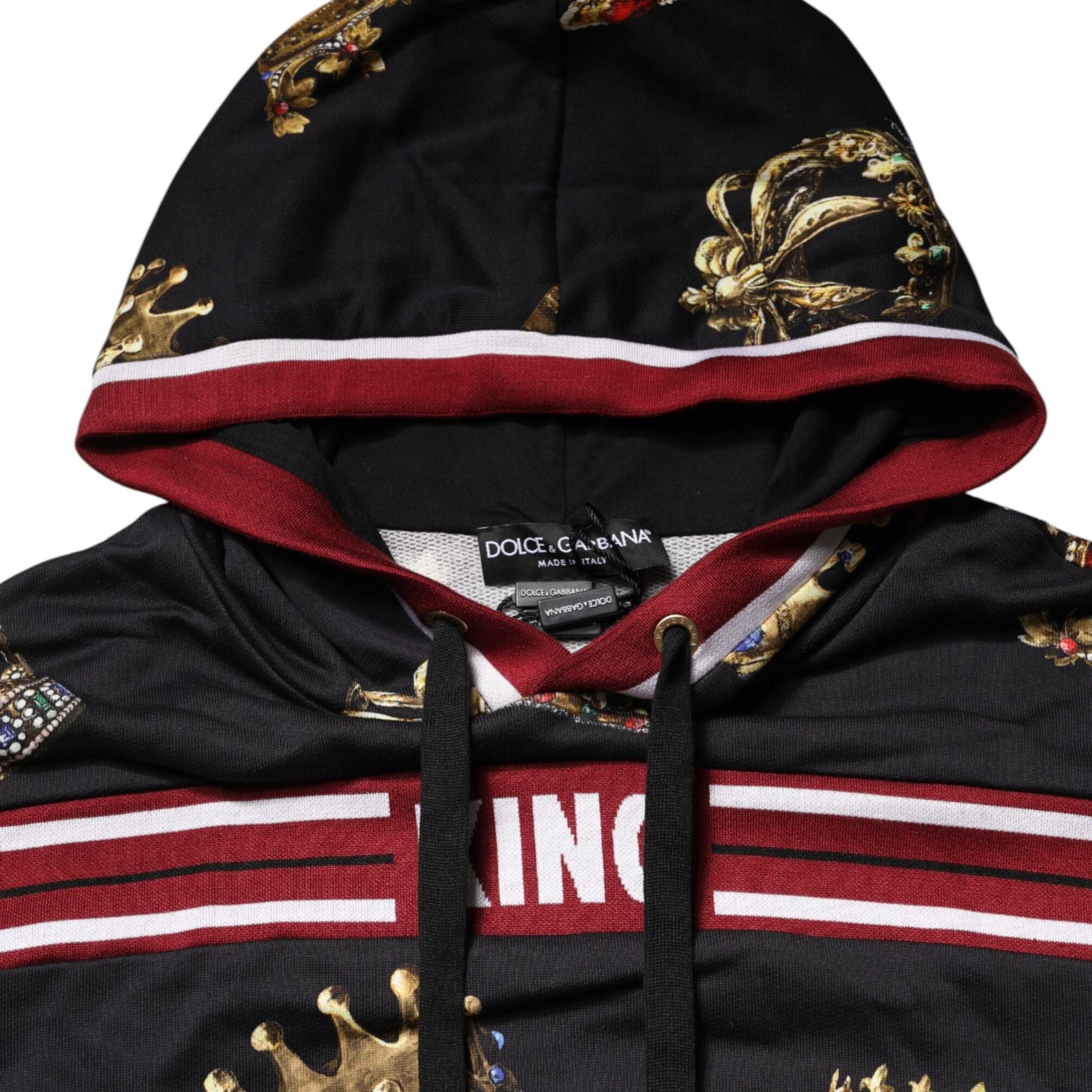 Dolce & Gabbana Black King Crown Hooded Sweatshirt Sweater