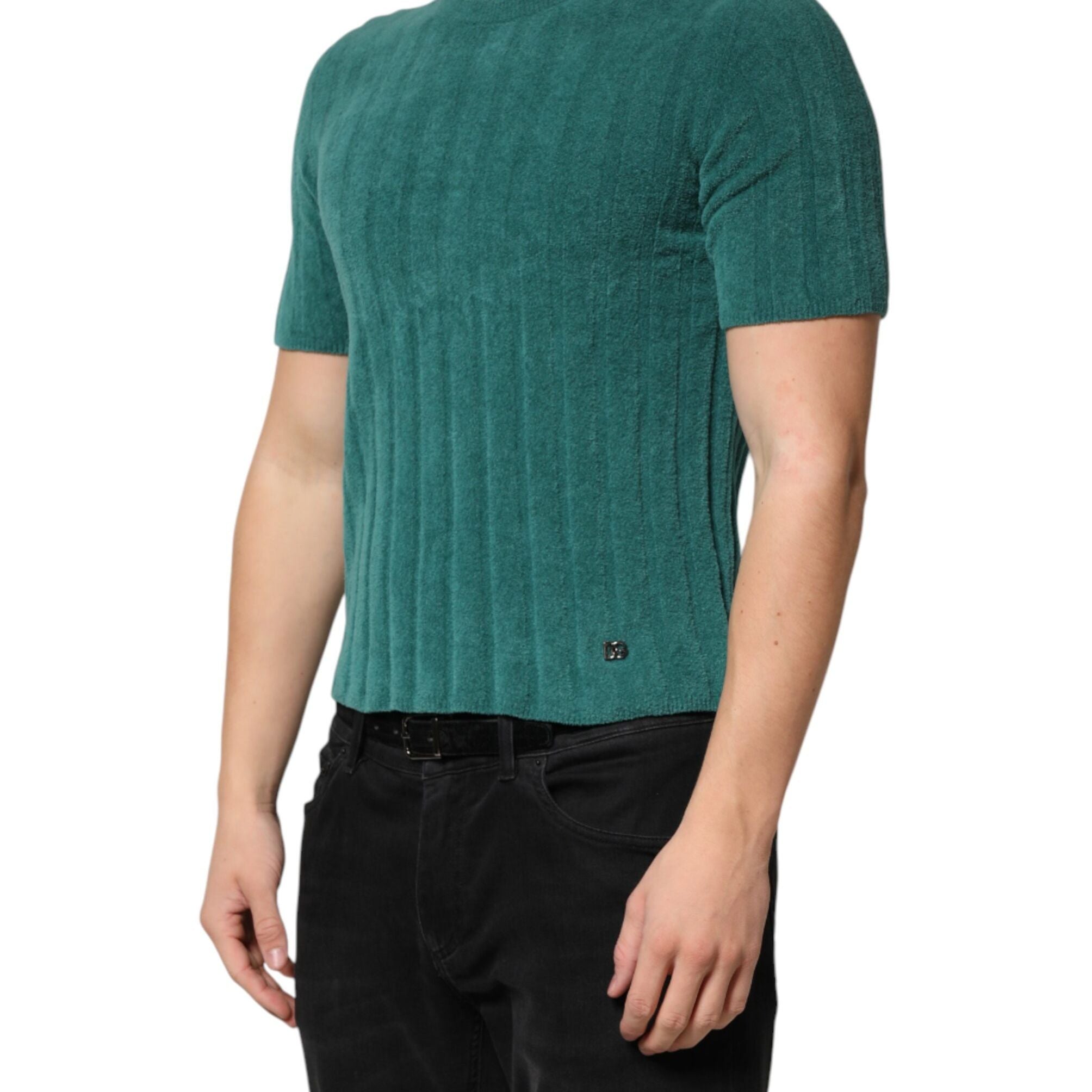 Dolce & Gabbana Dark Green Cotton Blend Men Crew Neck T-shirt