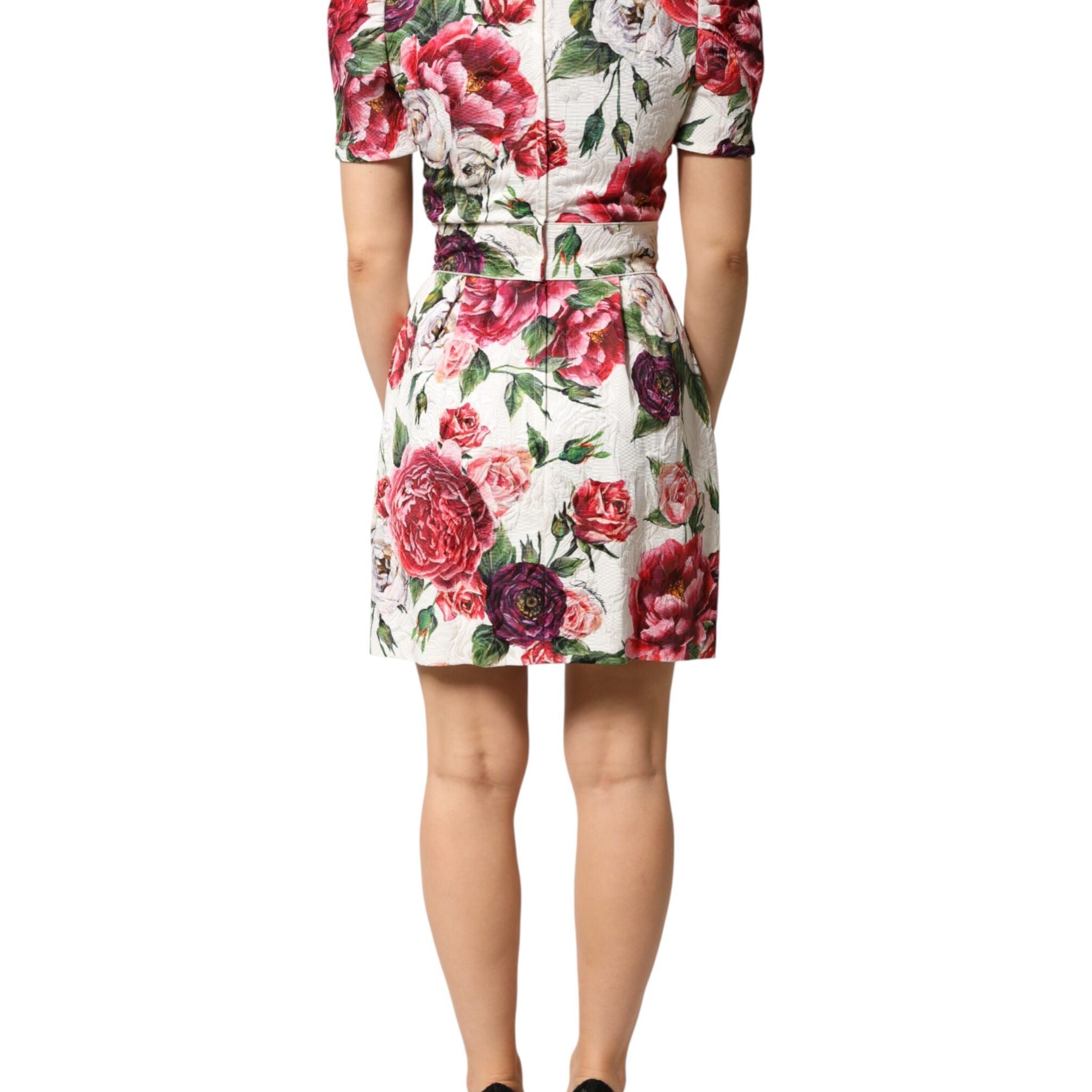 Dolce & Gabbana White Floral Embellished Sheath Mini Dress