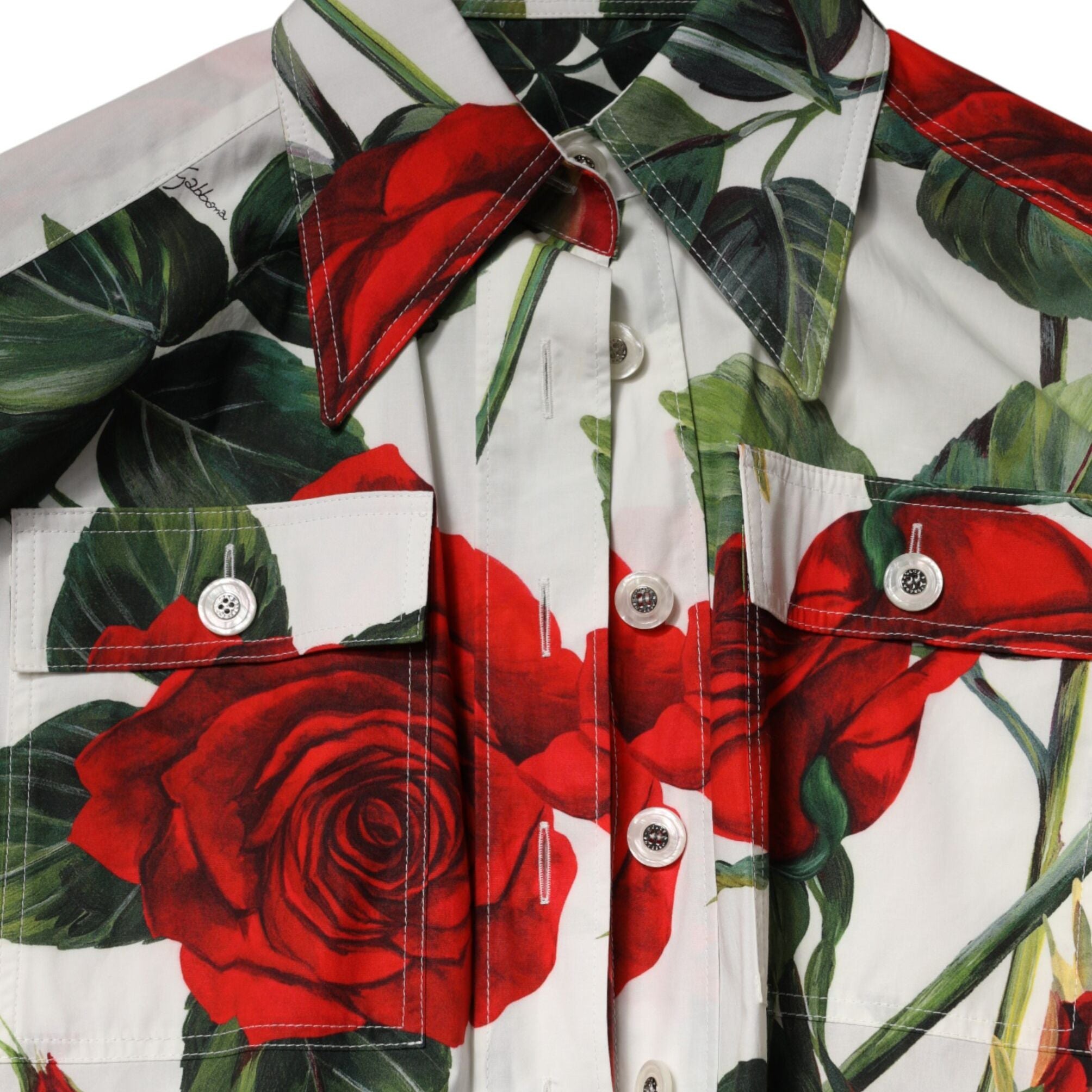 Dolce & Gabbana White Floral Print Cotton Jumpsuit Dress