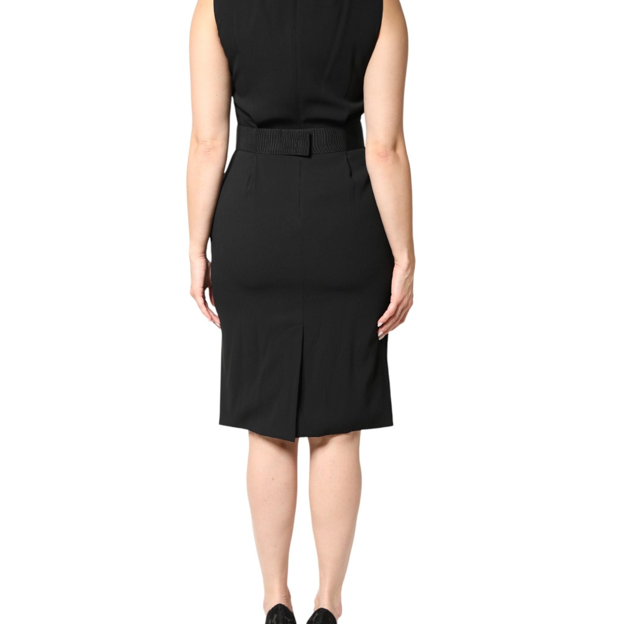 Dolce & Gabbana Black Sleeveless Sheath Knee Length Dress