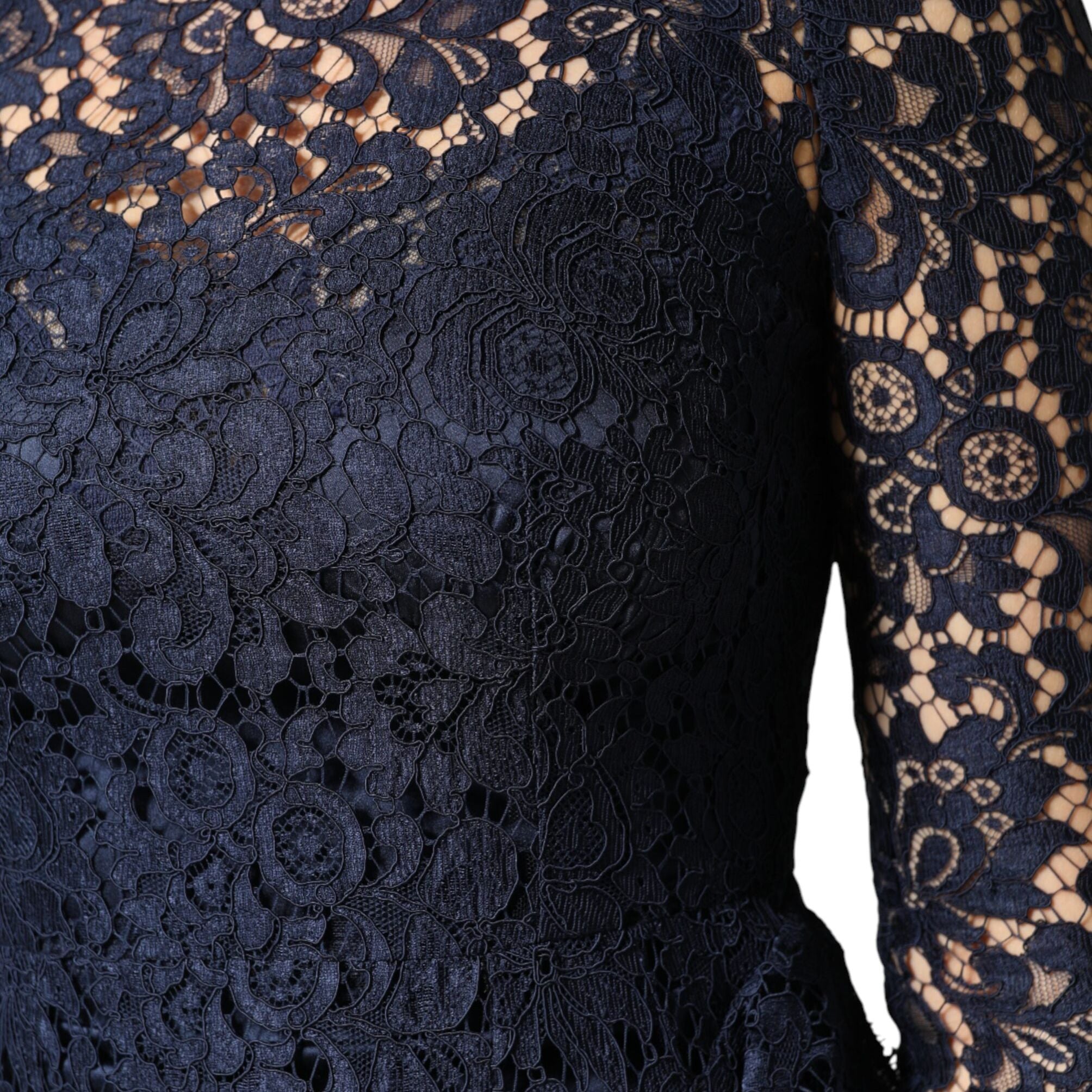 Dolce & Gabbana Blue Lace Ruffle A-line Knee Length Dress