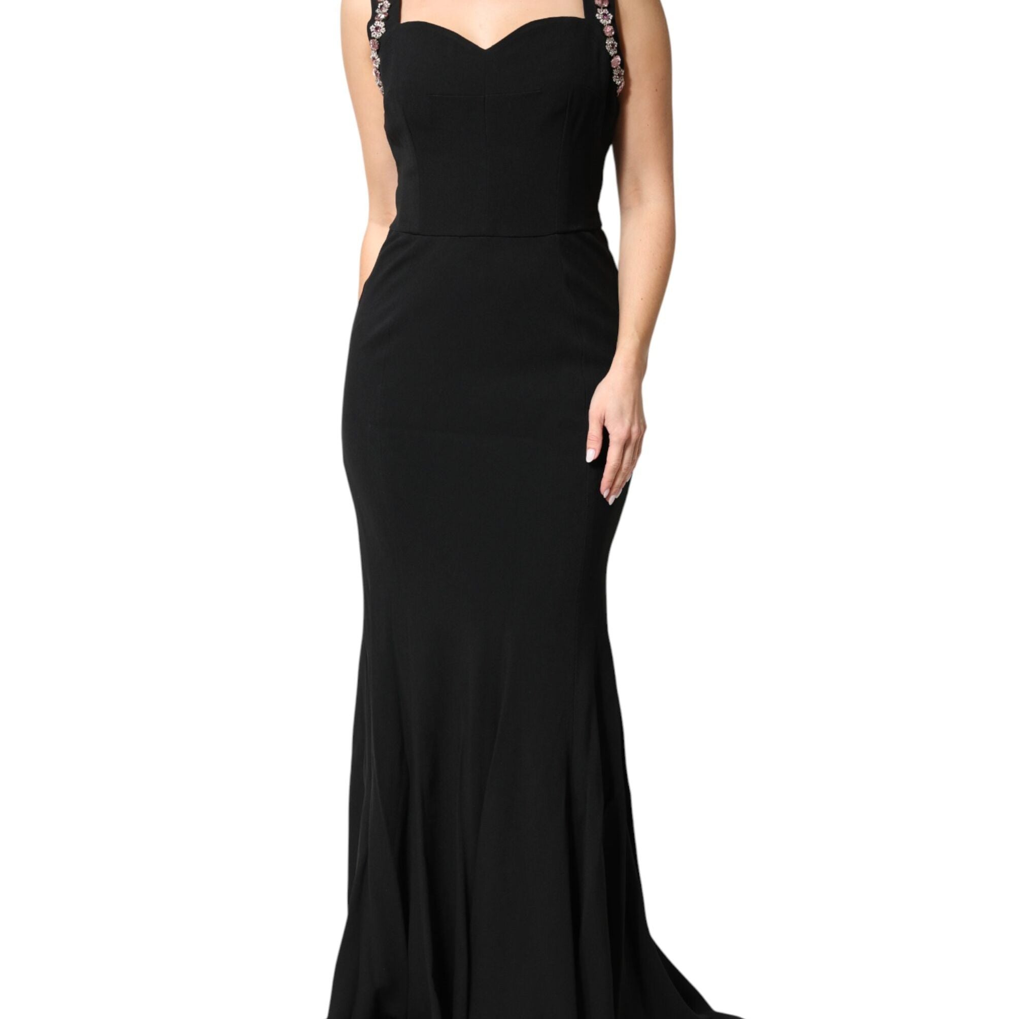 Dolce & Gabbana Black Embellished Bodycon Long Gown Dress