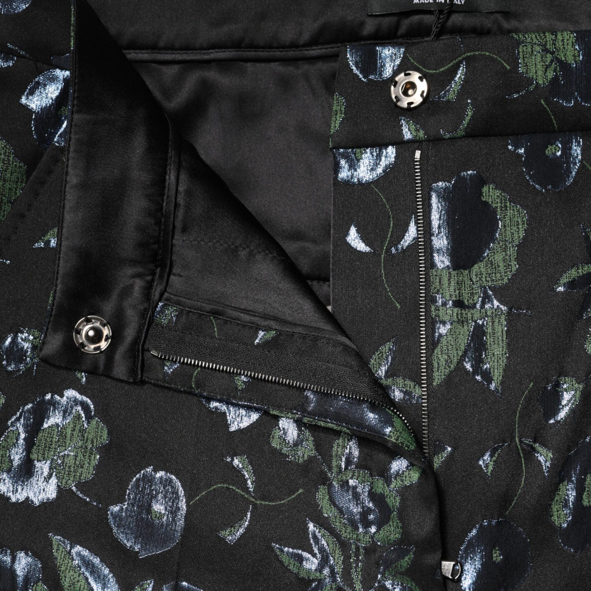 Dolce & Gabbana BlueGreen Floral Metallic Slim Trouser Pants
