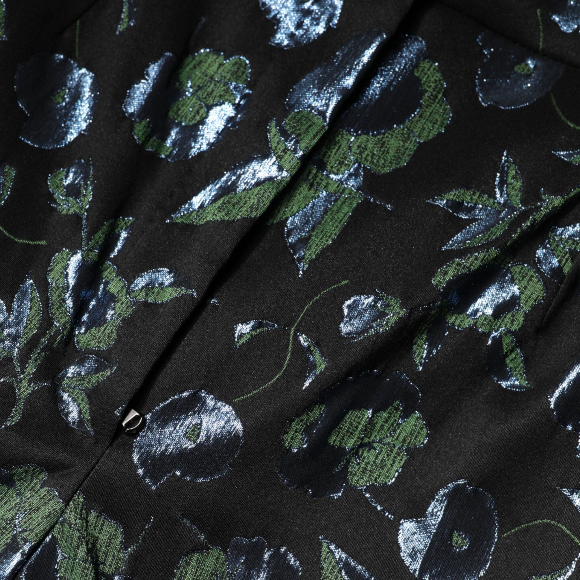 Dolce & Gabbana BlueGreen Floral Metallic Slim Trouser Pants