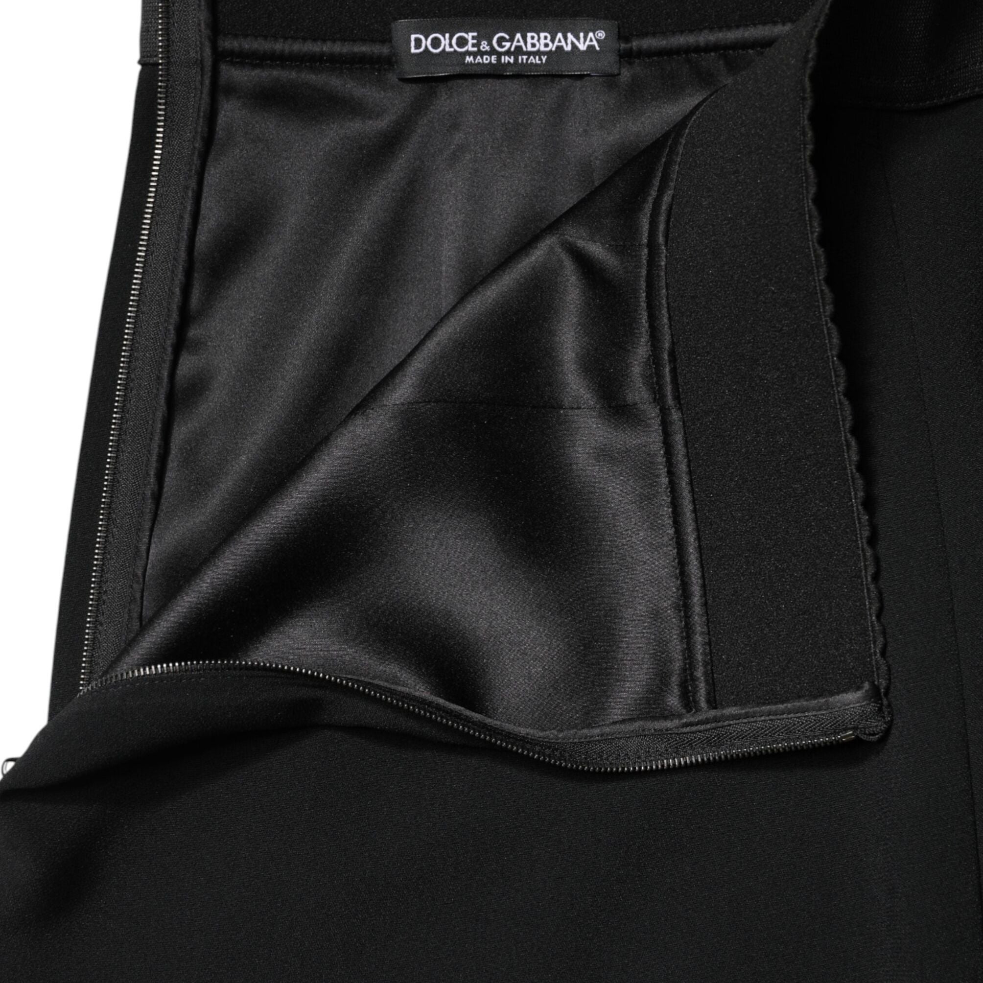 Dolce & Gabbana Black Mid Waist A-line Knee Length Skirt