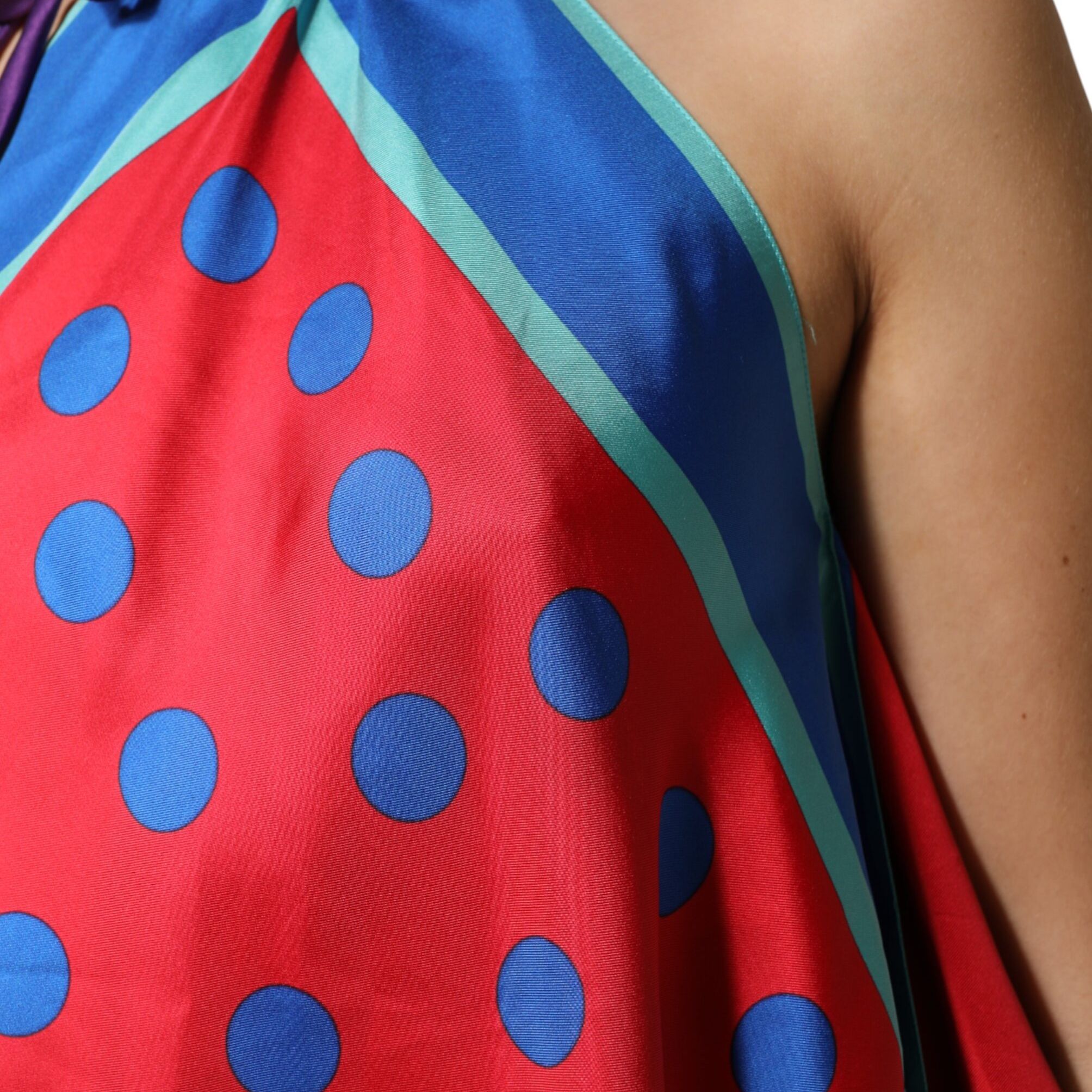 Dolce & Gabbana Multicolor Polka Dot Tie Halter Blouse Top