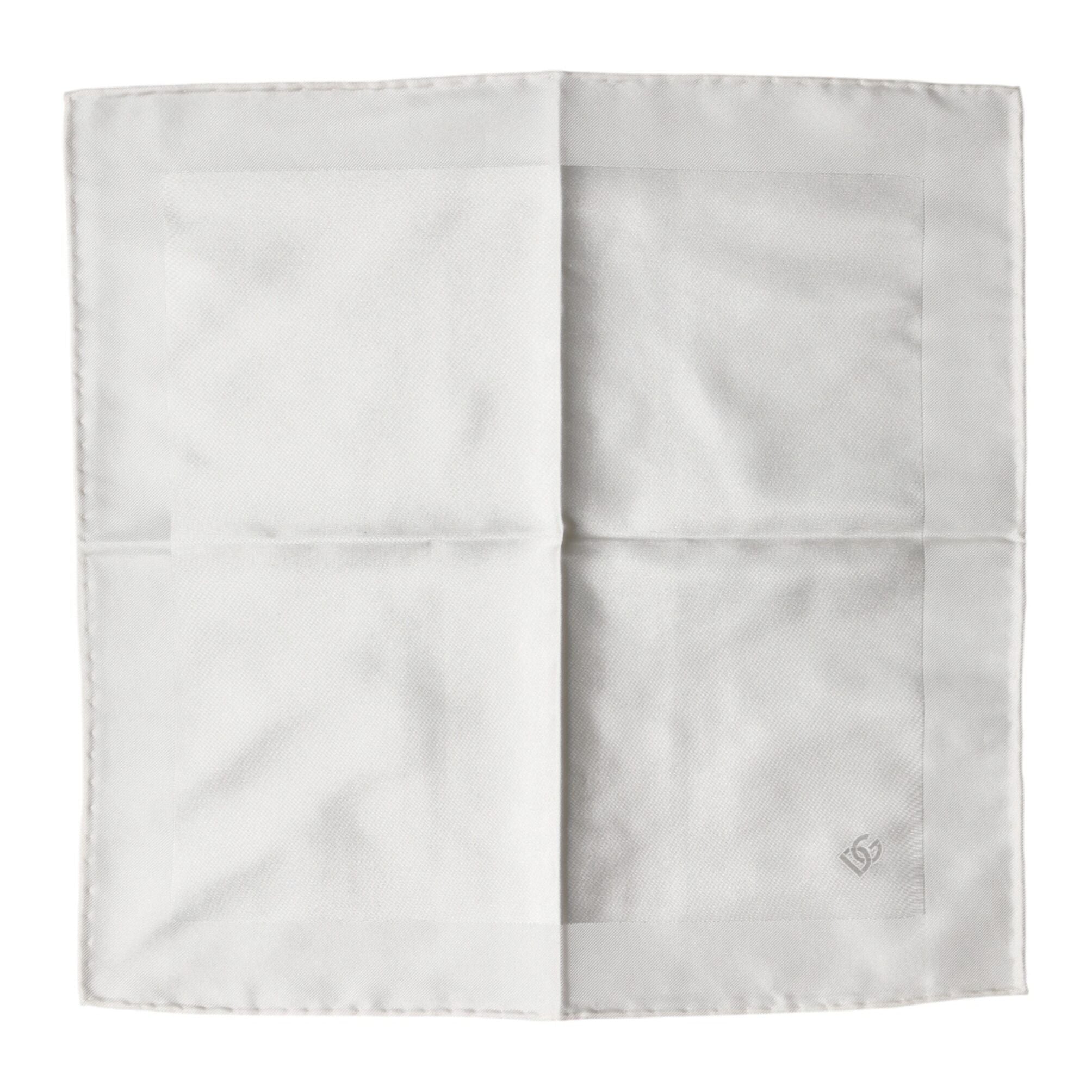 Dolce & Gabbana White Logo Silk Square Handkerchief Scarf