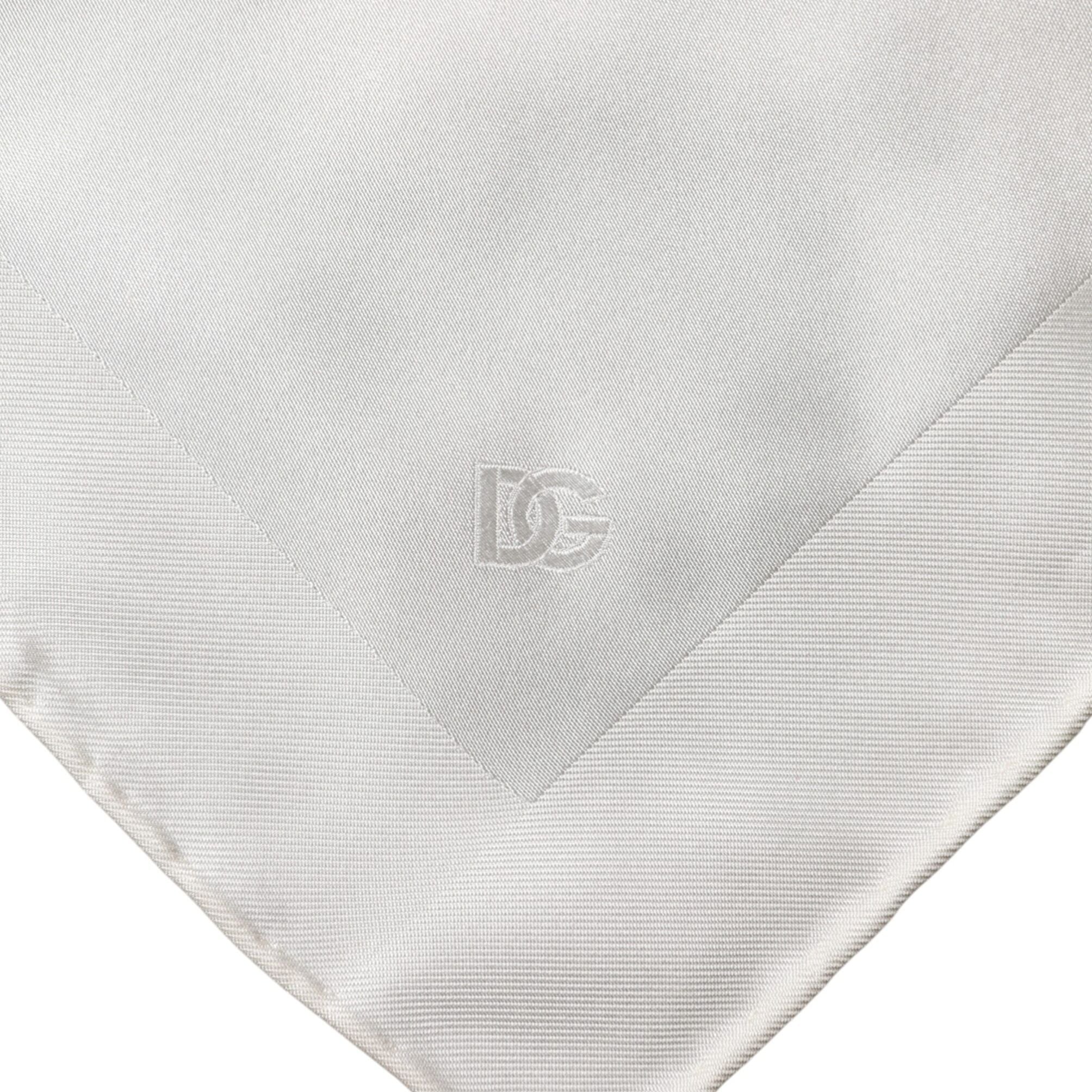 Dolce & Gabbana White Logo Silk Square Handkerchief Scarf