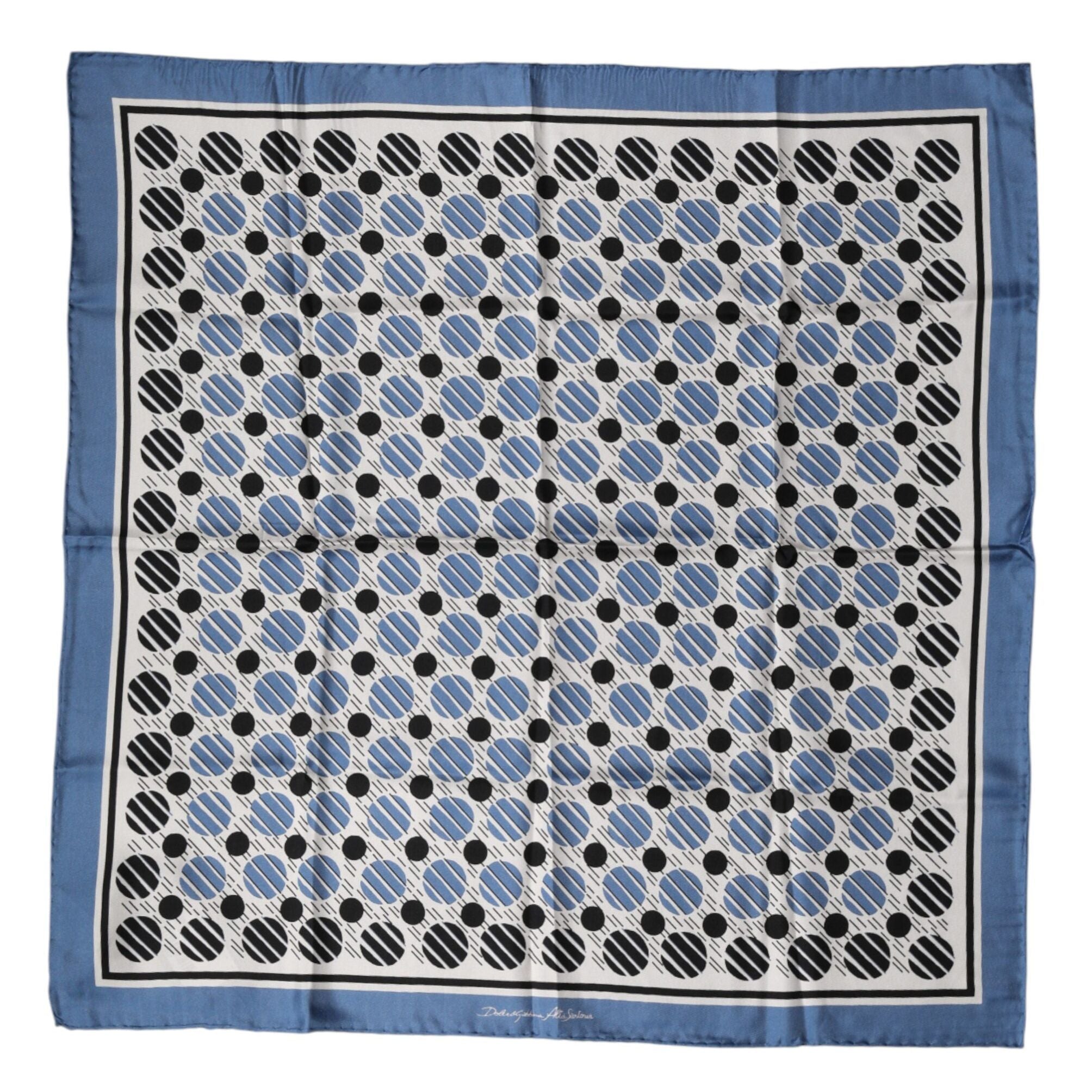 Dolce & Gabbana Blue Dotted Silk Square Foulard 66cm Scarf