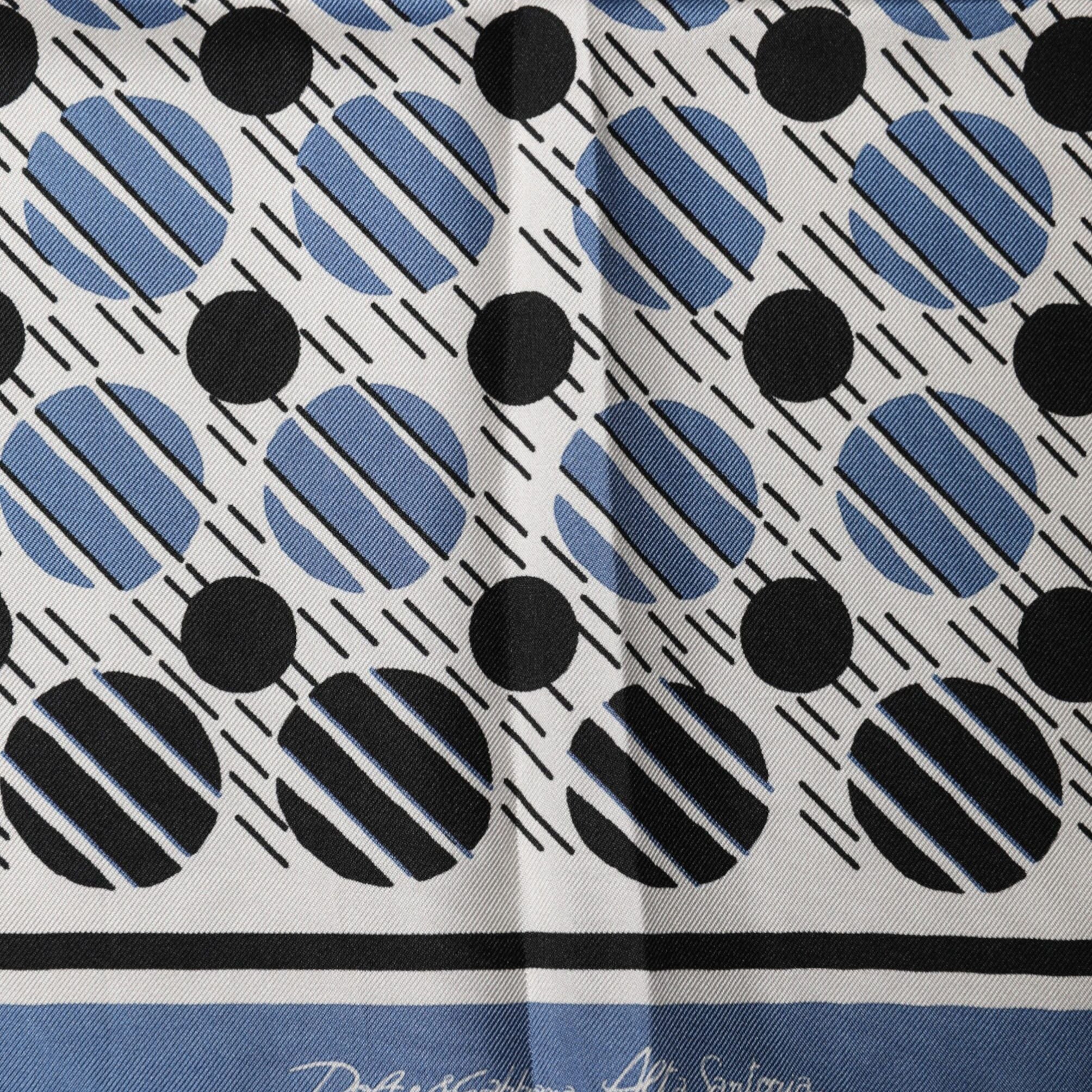 Dolce & Gabbana Blue Dotted Silk Square Foulard 66cm Scarf