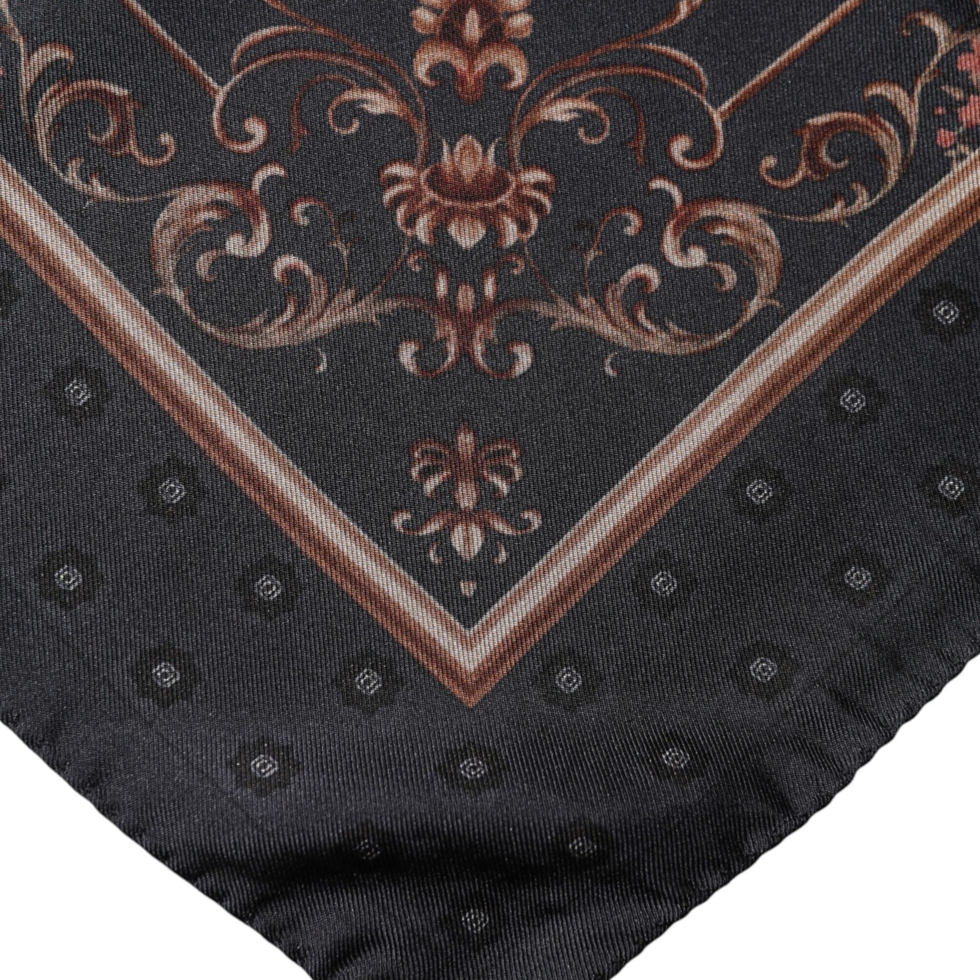 Dolce & Gabbana Black Patterned Square Foulard Scarf