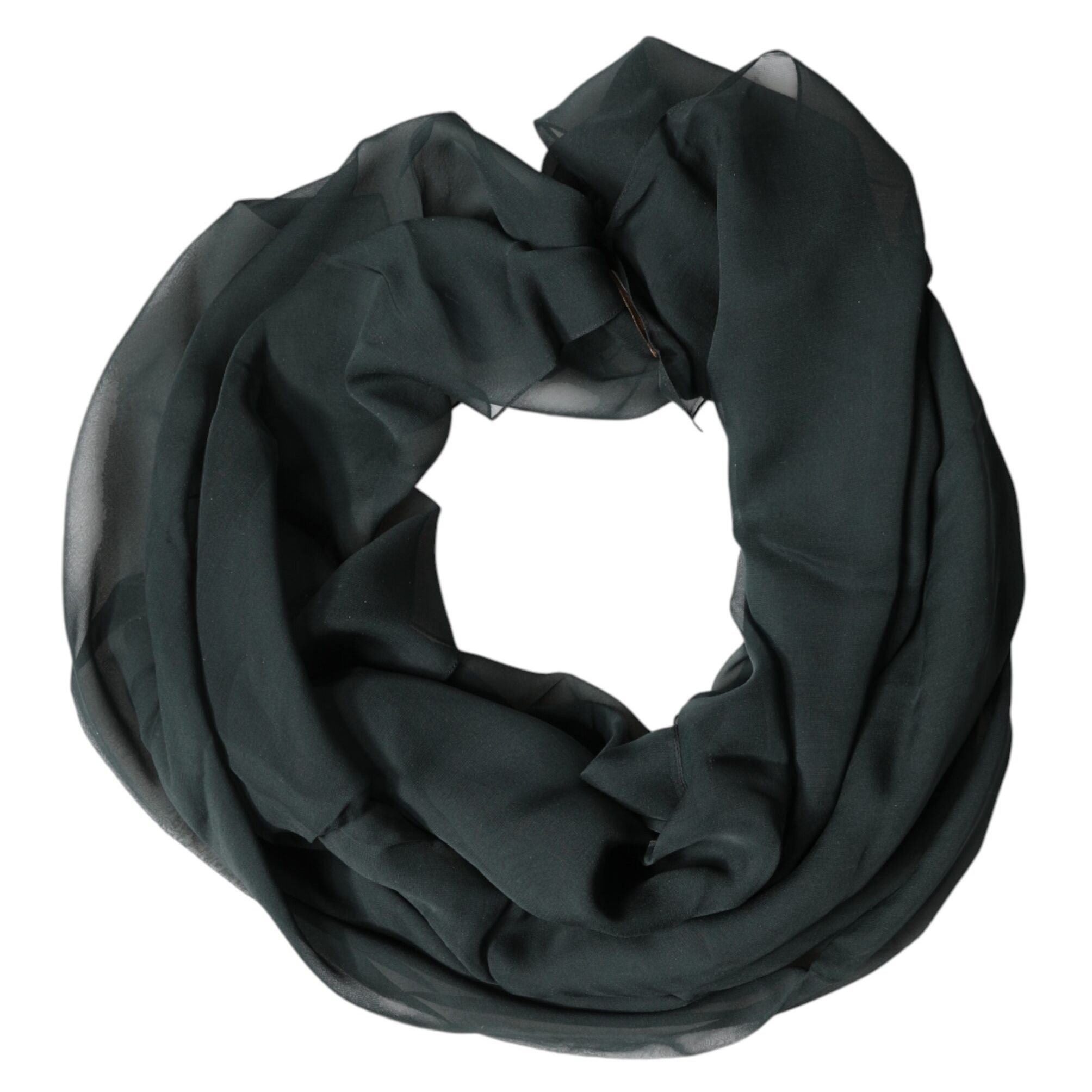 Dolce & Gabbana Dark Green Silk Neck Wrap Foulard Scarf