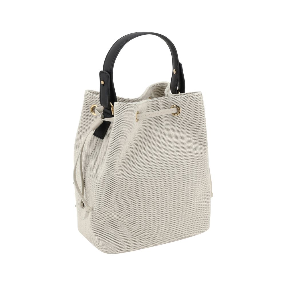 Versace White Fabric Backet Bag