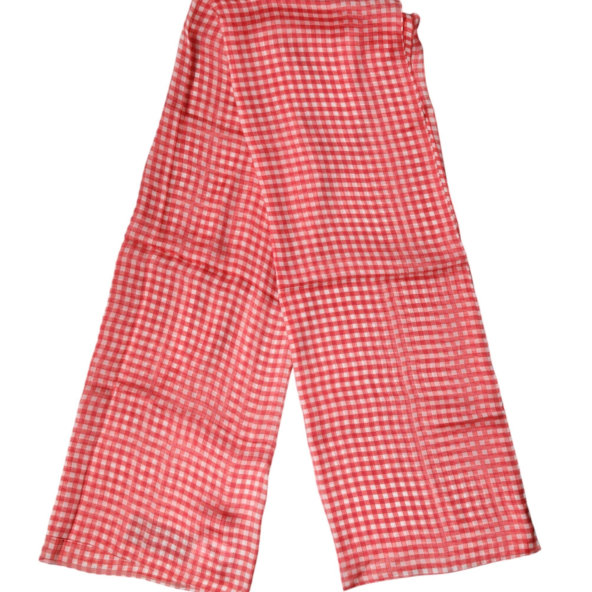 Dolce & Gabbana Red Checkered Silk Neck Wrap Shawl Scarf