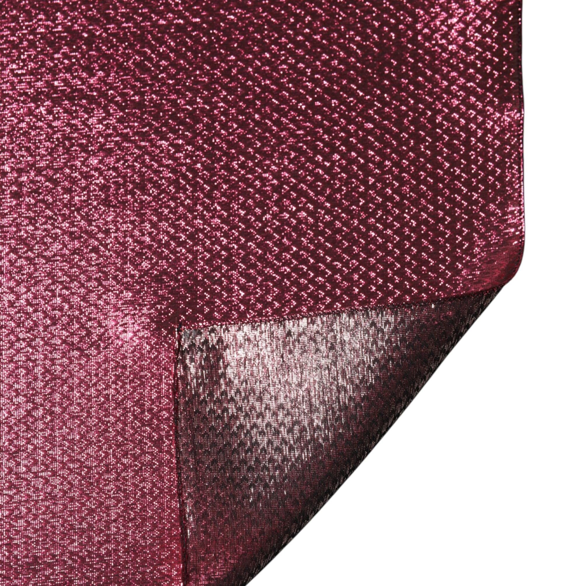 Dolce & Gabbana Metallic Pink Silk Square Foulard Scarf