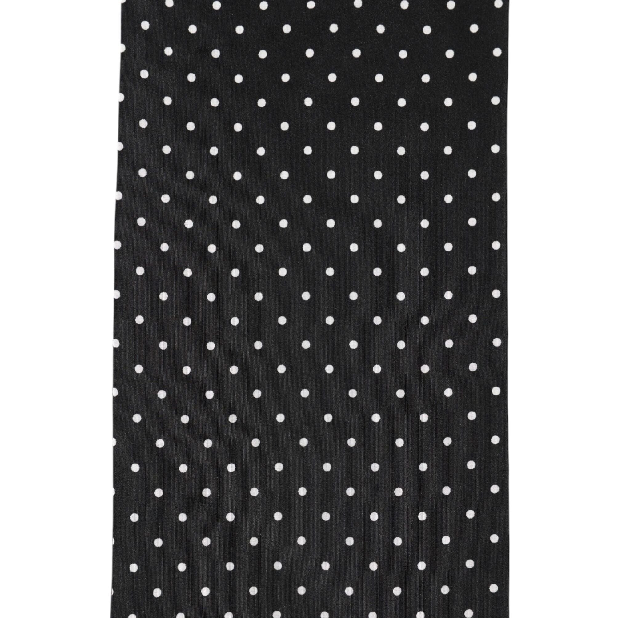 Dolce & Gabbana Black Polka Dot Neck Wrap Foulard 133.5cm x 12.5cm Scarf