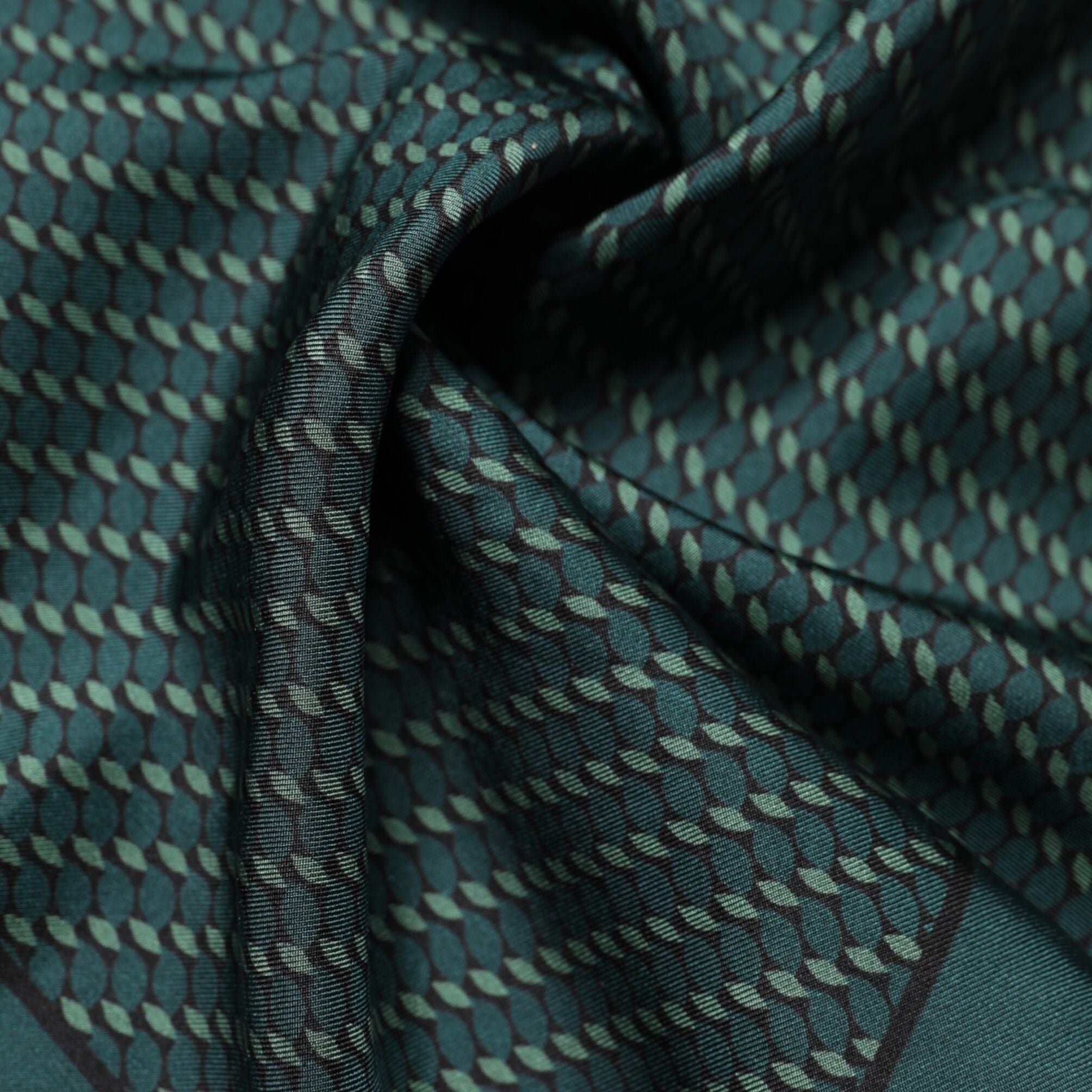 Dolce & Gabbana Dark Green Silk Patterned Handkerchief 32cm x 31cm Scarf