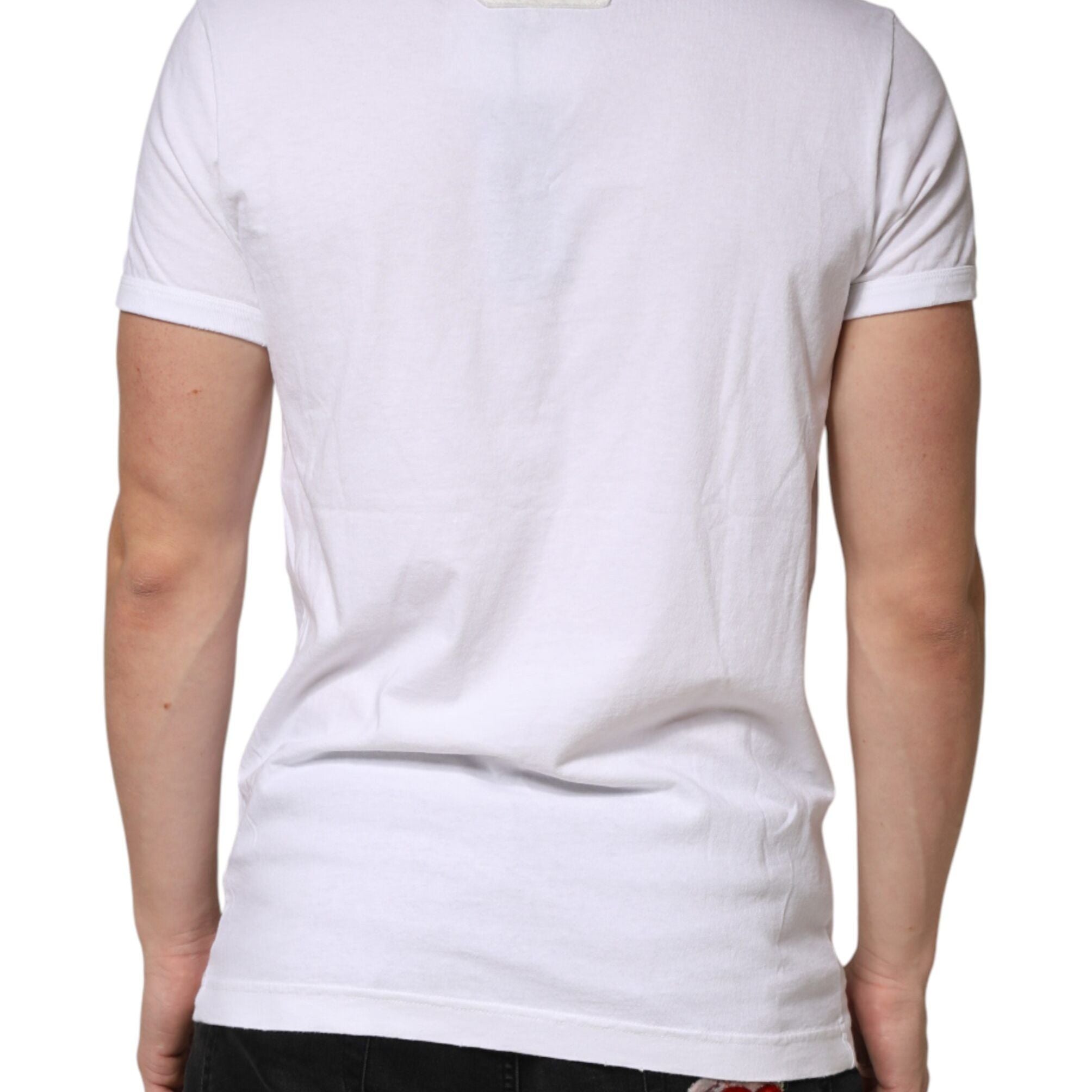 Dolce & Gabbana White Stripes Cotton Crew Neck Tee T-shirt