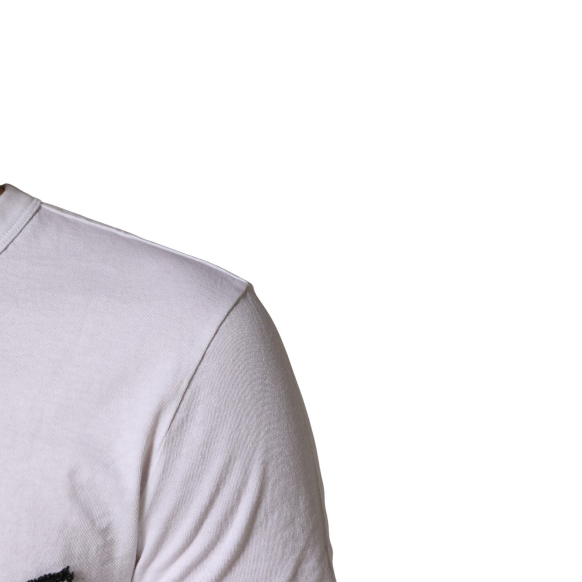 Dolce & Gabbana White Stripes Cotton Crew Neck Tee T-shirt