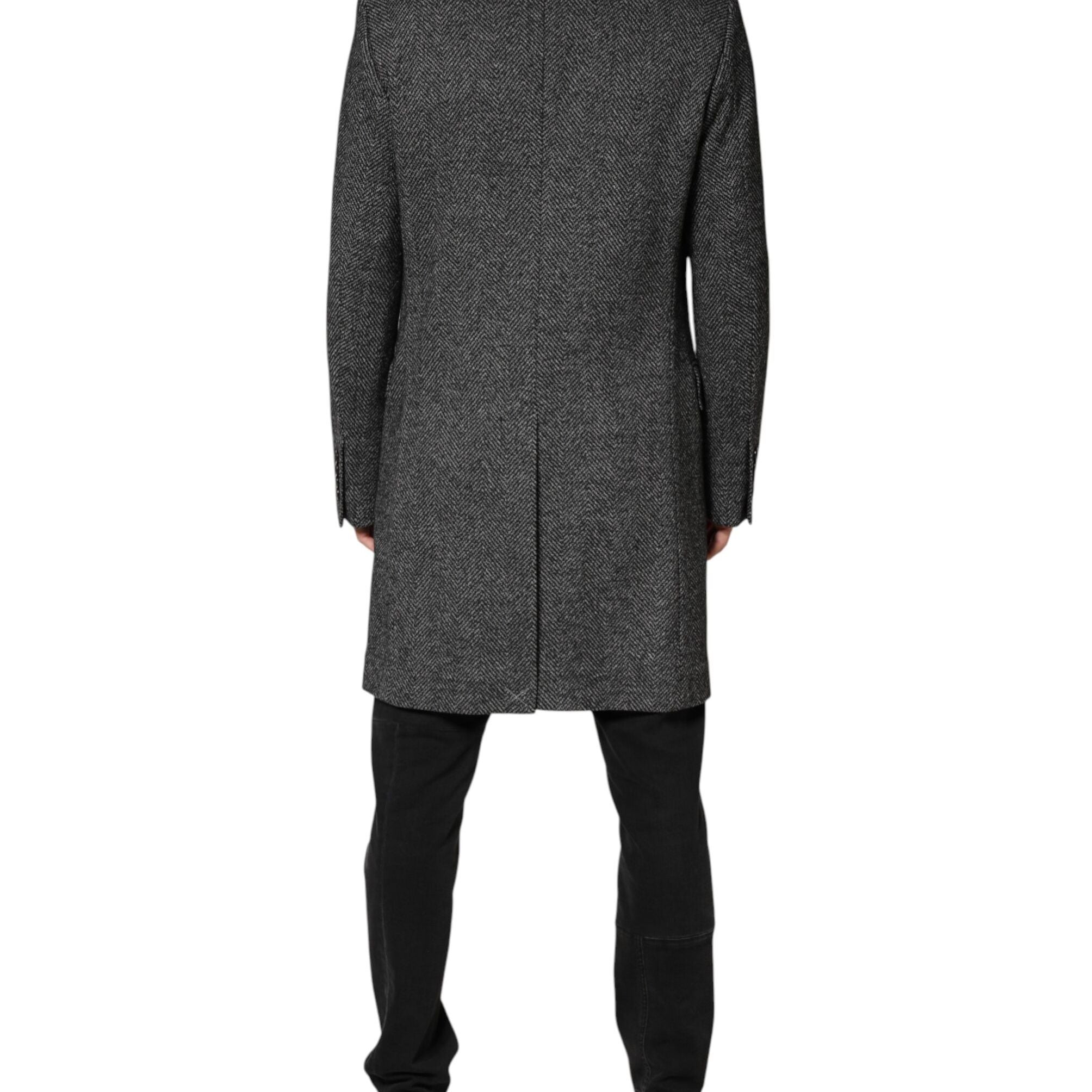 Dolce & Gabbana Gray Wool Blend Long Trench Coat Men Jacket