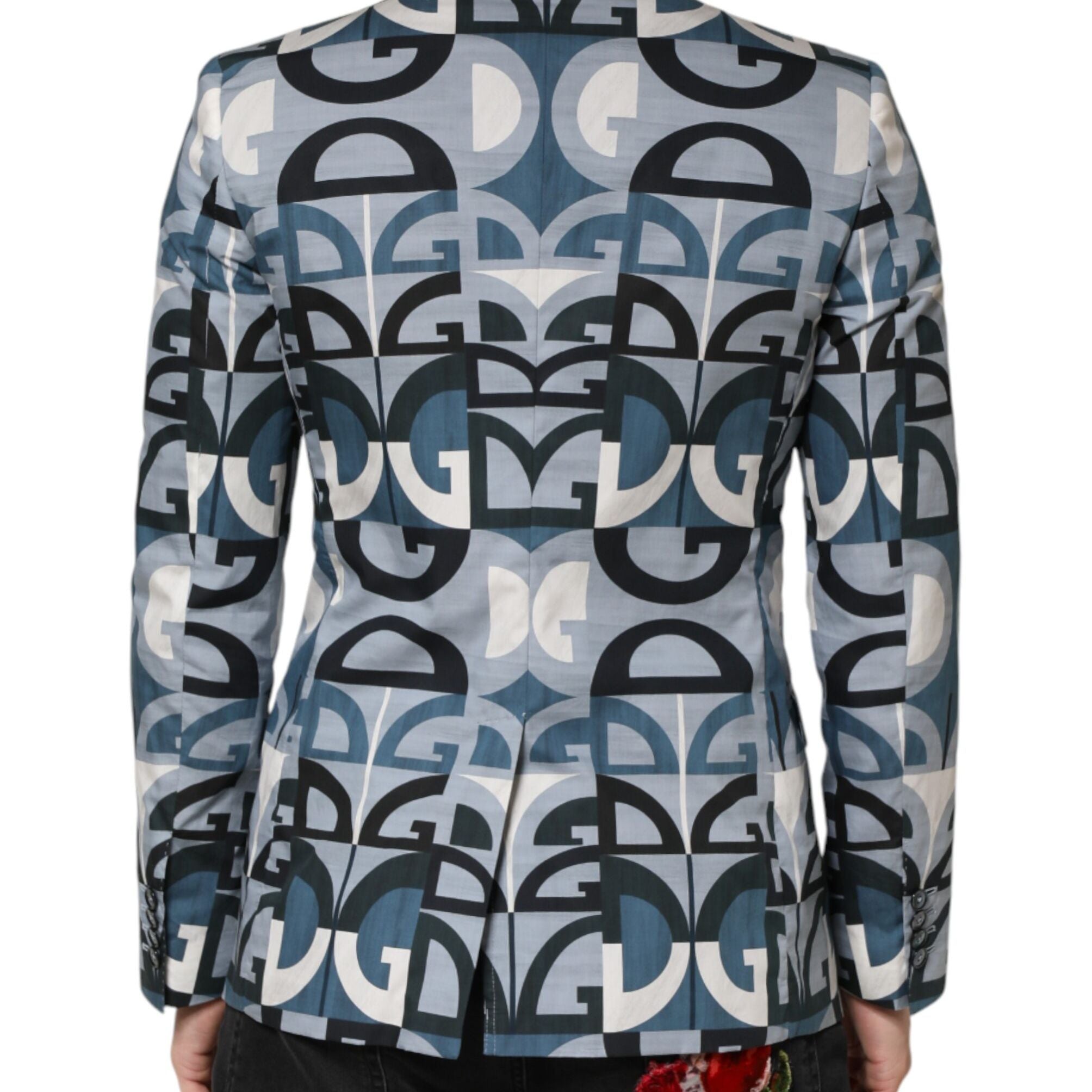 Dolce & Gabbana Blue Logo Monogram Single Breasted Blazer