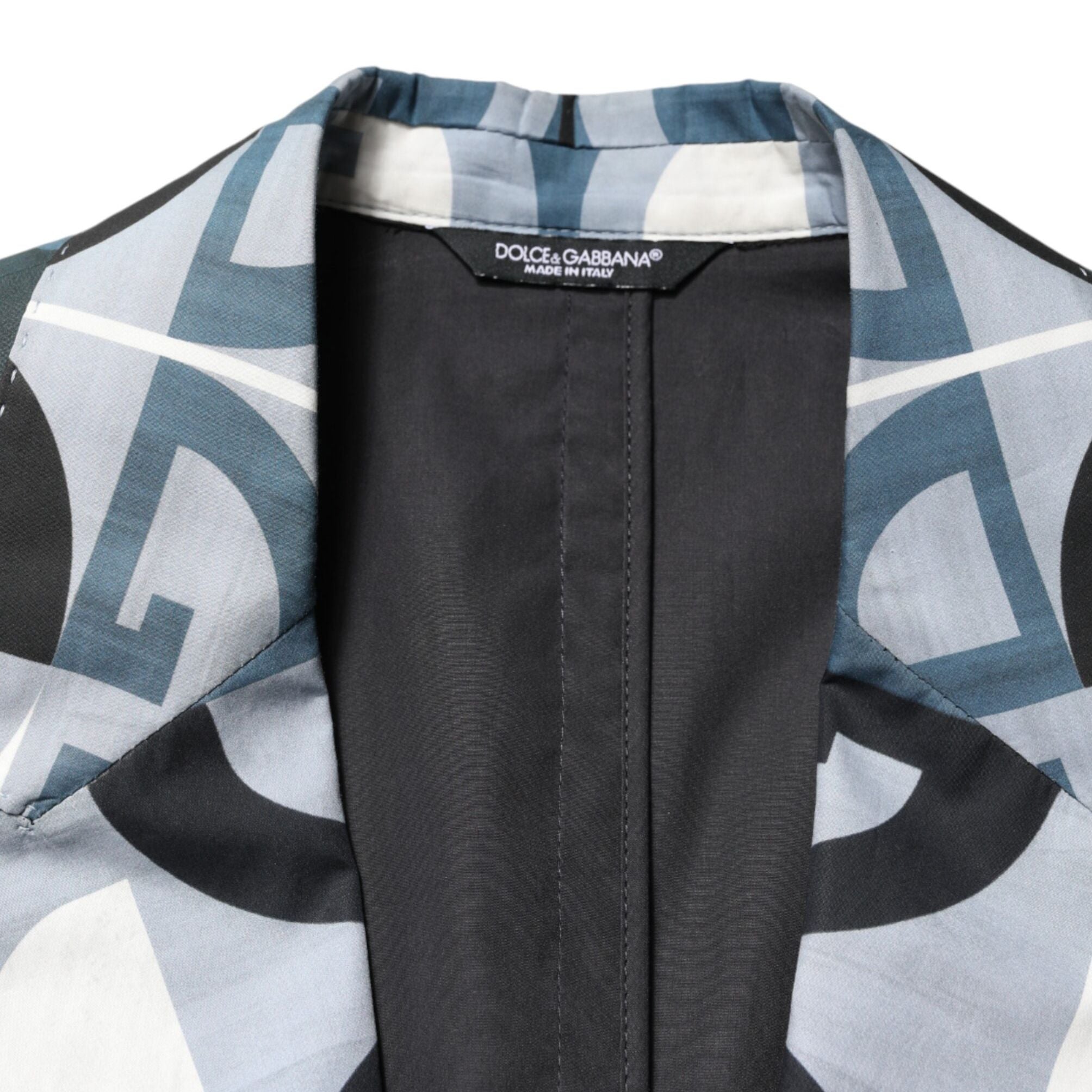 Dolce & Gabbana Blue Logo Monogram Single Breasted Blazer