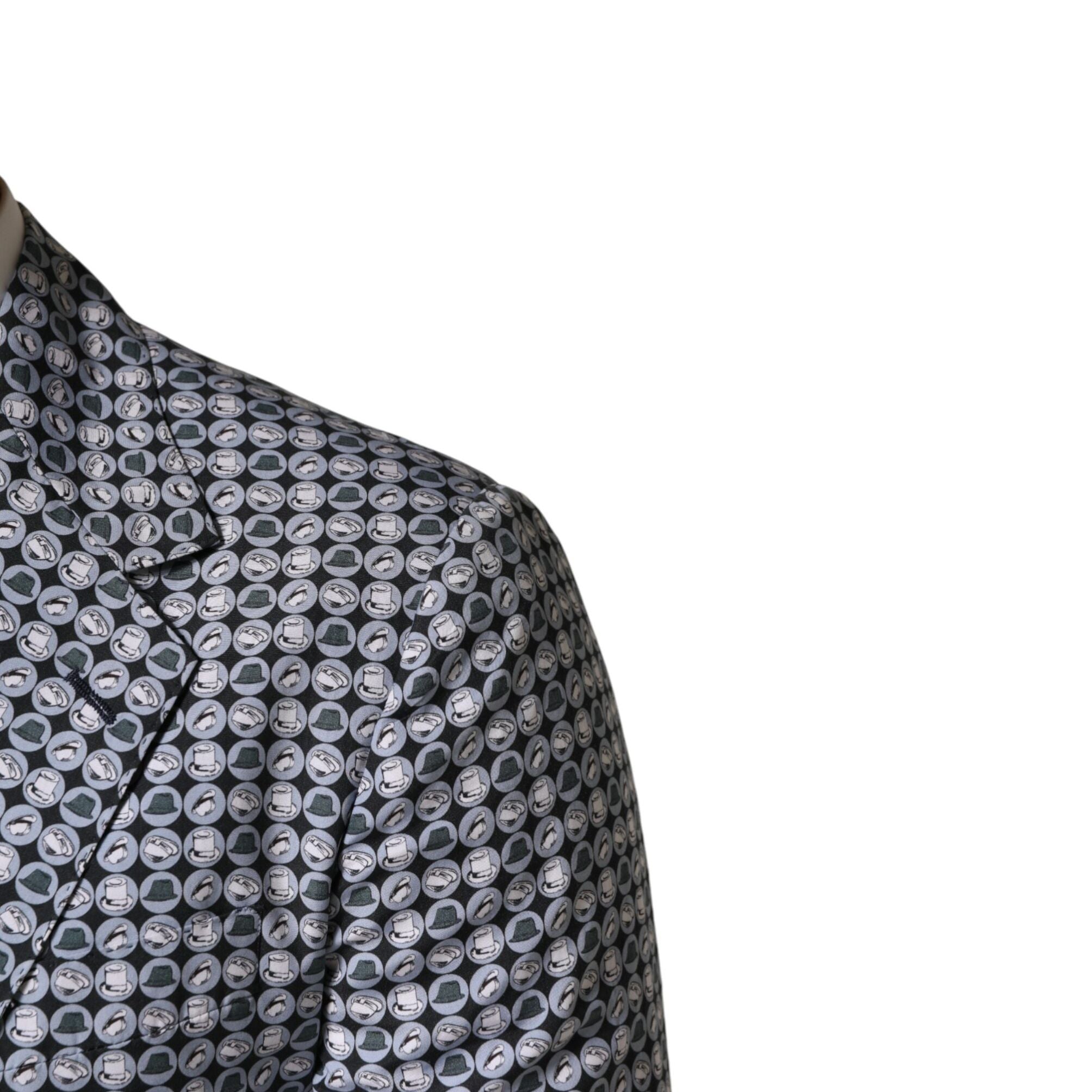 Dolce & Gabbana Blue Cotton Patterned Single Breasted Blazer